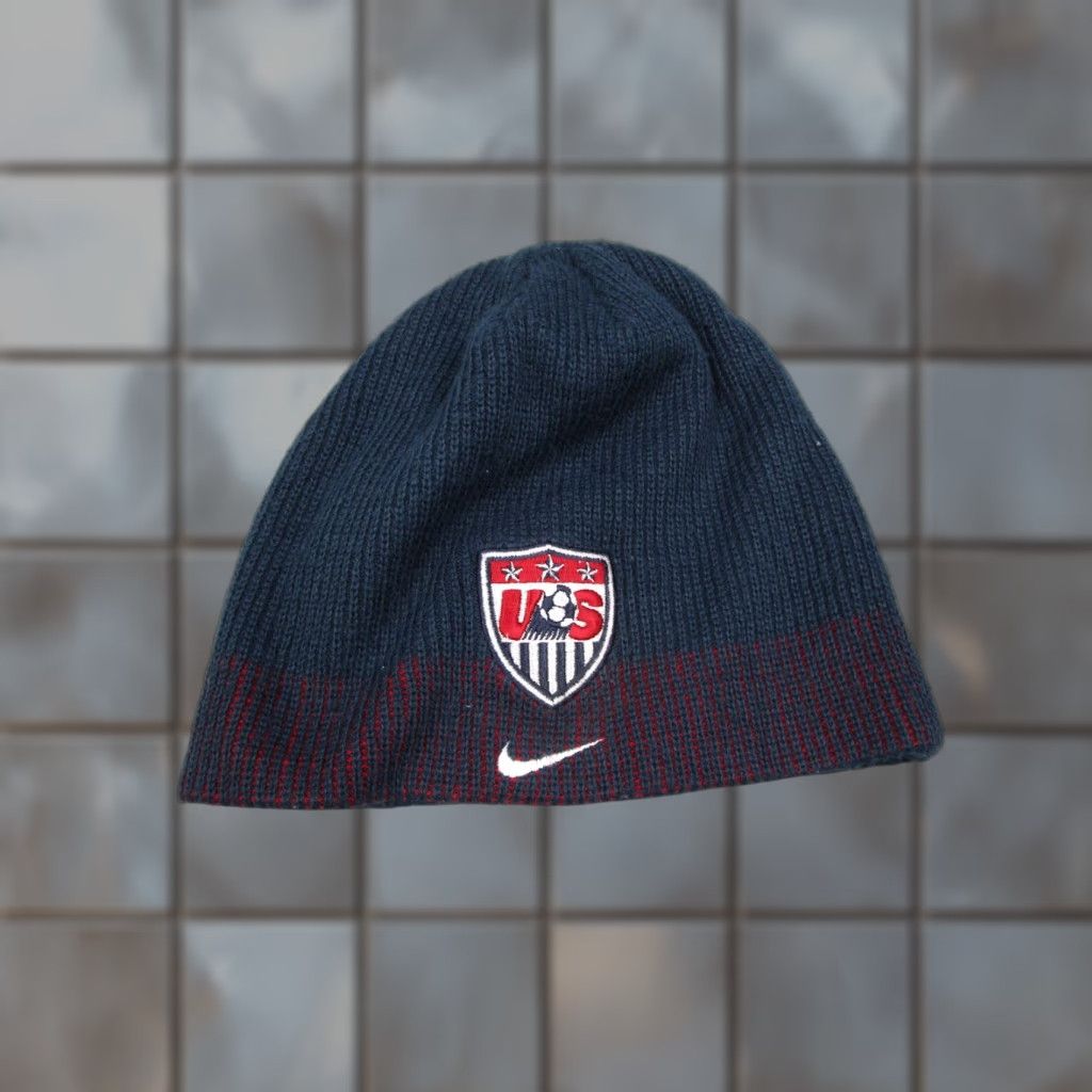 Nike Nike USA Soccer Beanie - Nike Hat - Adult One Size Blue Knit Acrylic Swoosh Embroidered Beanie Mens Winter Cap Size ONE SIZE - 1 Thumbnail
