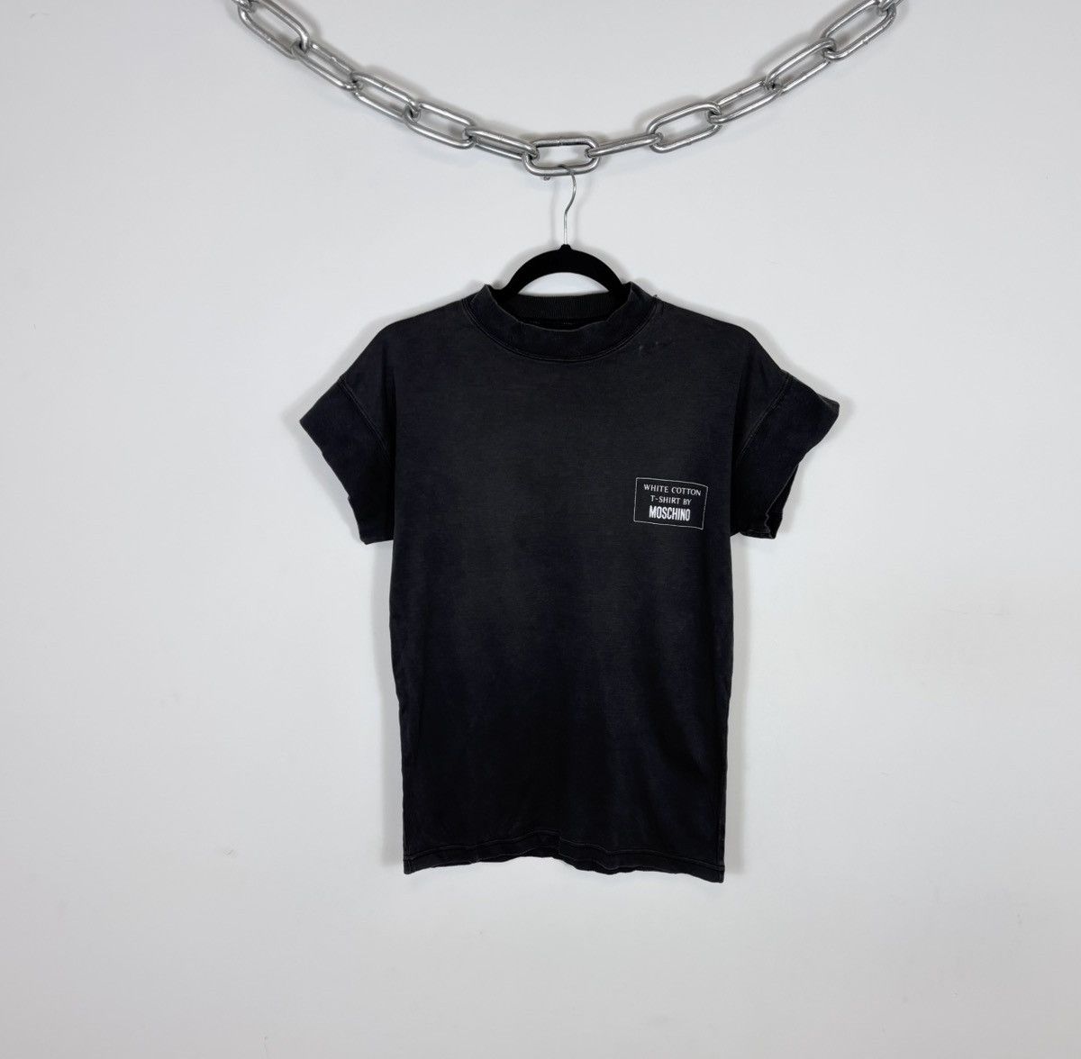 Moschino Vintage 1990s Moschino Women’s Faded Black T-Shirt Tee Size L / US 10 / IT 46 - 1 Thumbnail