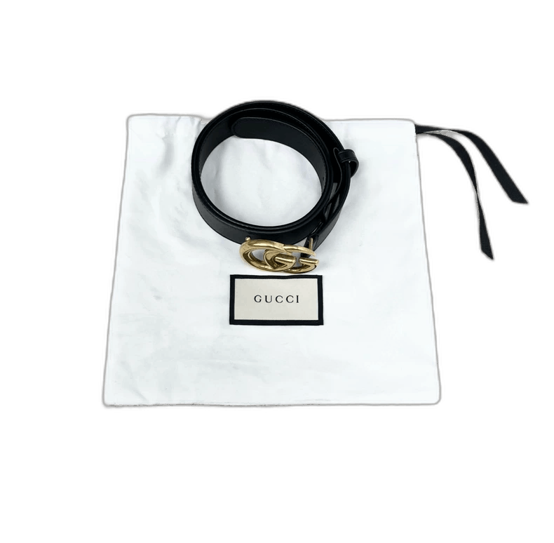 Gucci Gucci Black Gold Double G Buckle Leather Belt-yf Size ONE SIZE - 1 Thumbnail