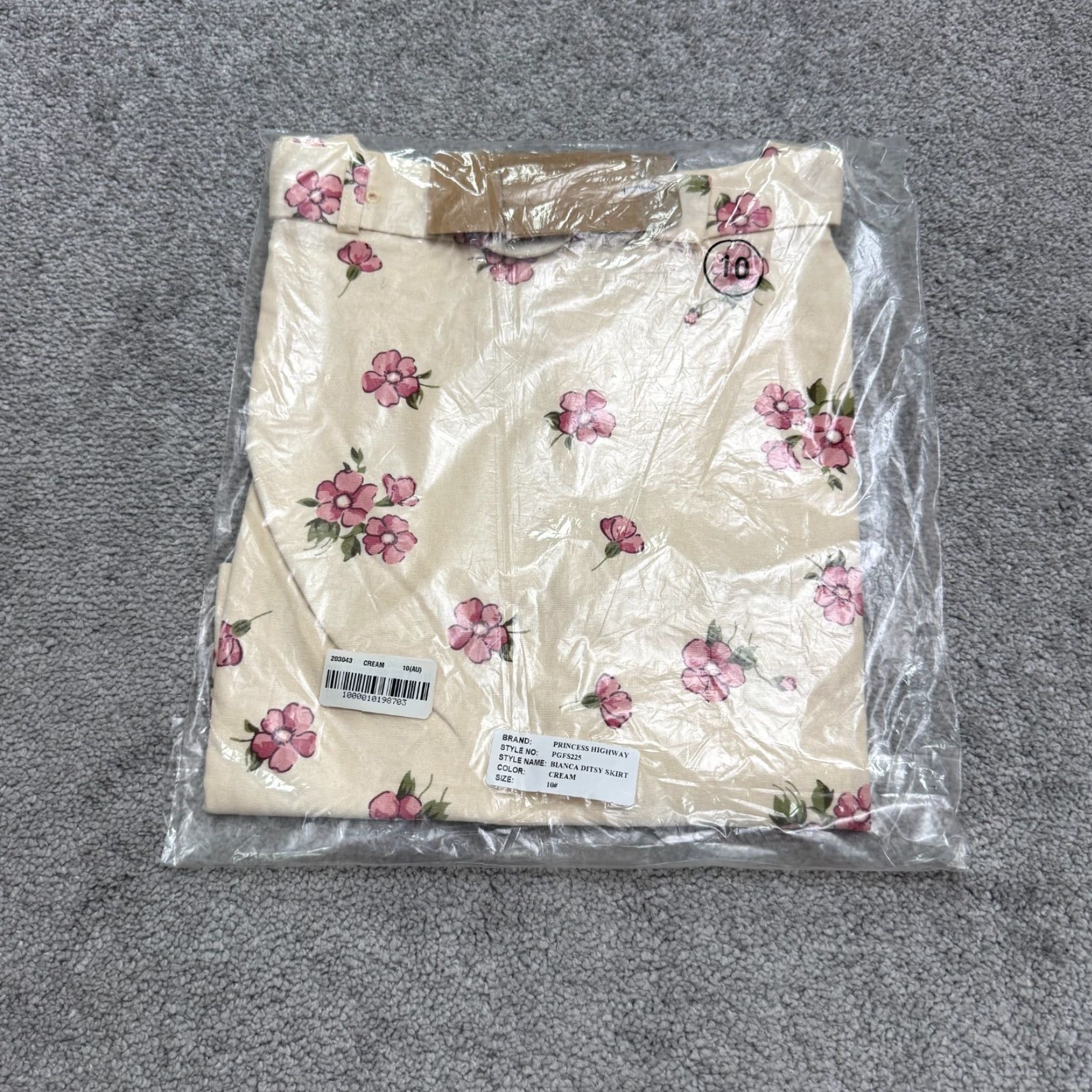 Vintage Princess Highway Floral Skirt Womens Size 6 Beige Belted A-Line Casual Summer NWT Size 28" / US 6 / IT 42 - 4 Thumbnail