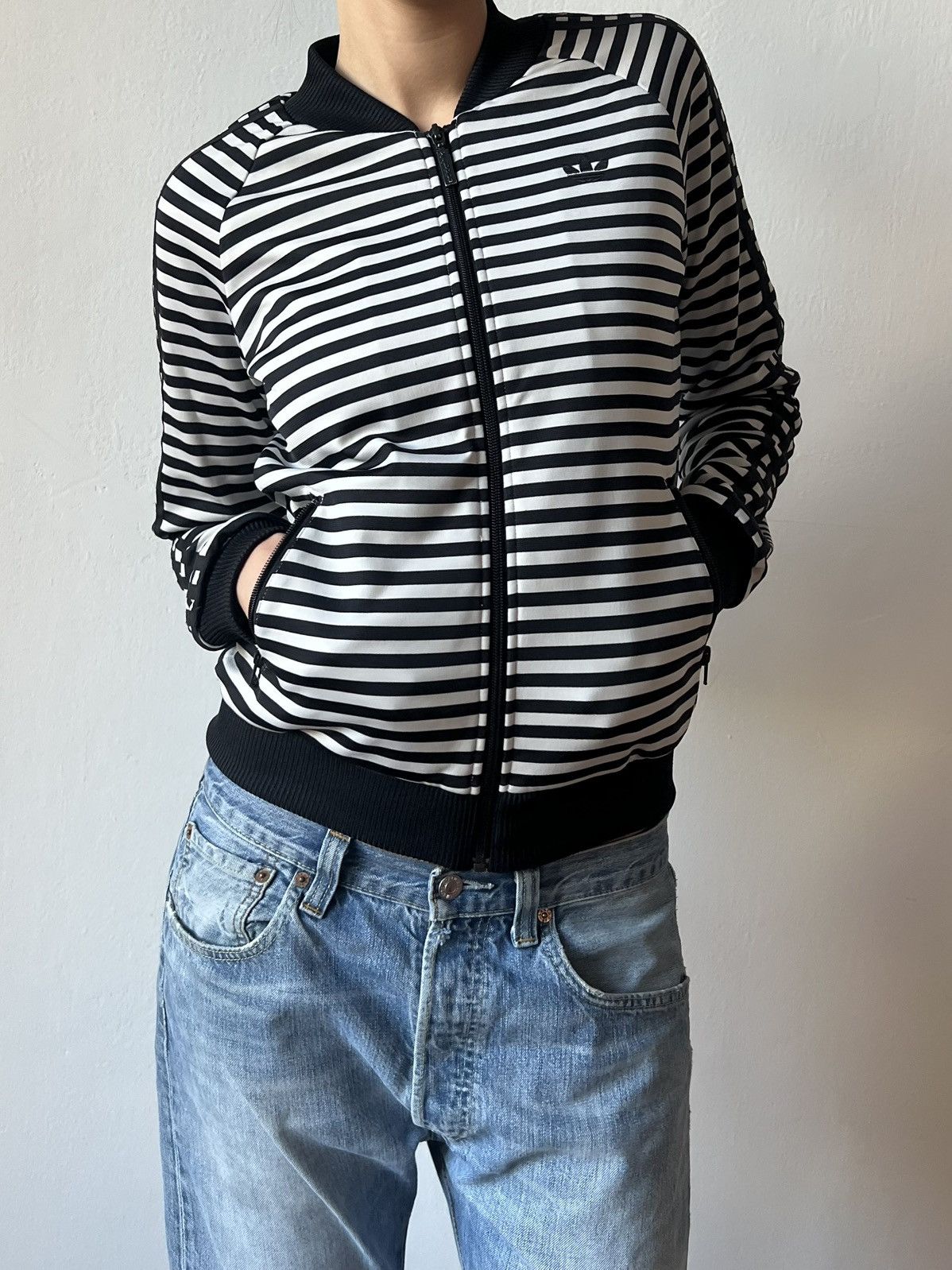 Adidas Adidas Stripe Track Jacket Black White Vertical Trefoil 2014 Size S / US 4 / IT 40 - 9 Thumbnail
