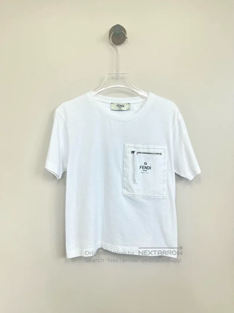 Fendi Fendi White Zip Pocket Logo Short Sleeve T-Shirt Size XS / US 0-2 / IT 36-38 - 1 Thumbnail