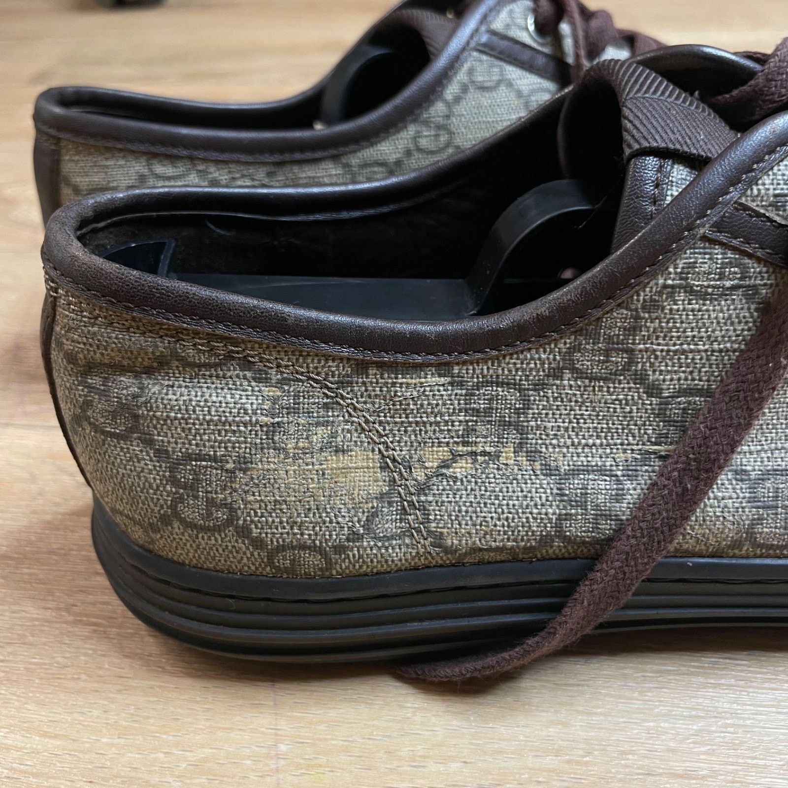 Gucci GUCCI Sneakers BROWN Leather low Top GG Monogram Canvas Size US 8 / EU 41 - 14 Thumbnail
