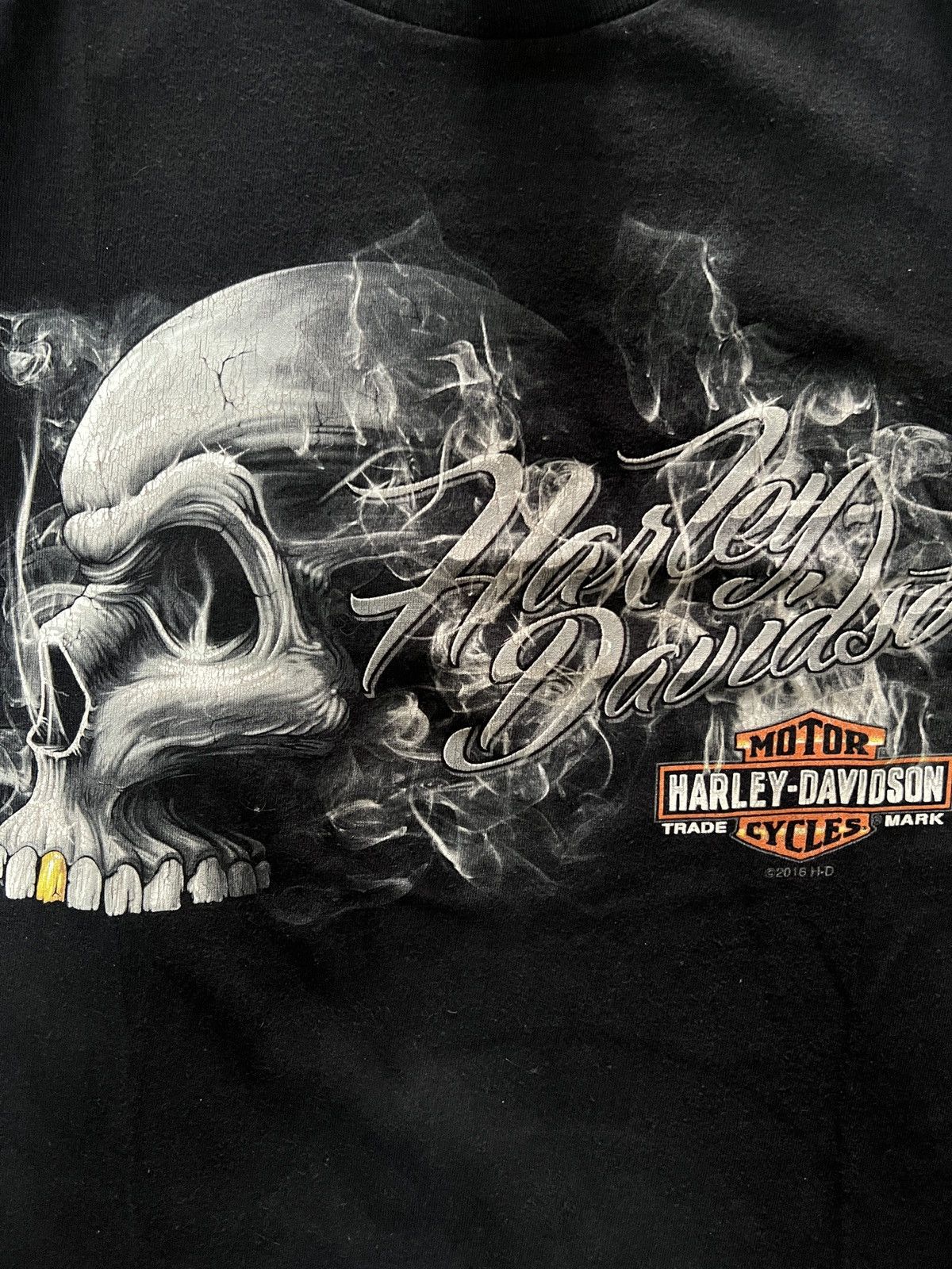 Harley Davidson Vintage 2000s Harley-DavidsonTexas Skull Smoke Fire Flames Size US L / EU 52-54 / 3 - 2 Thumbnail