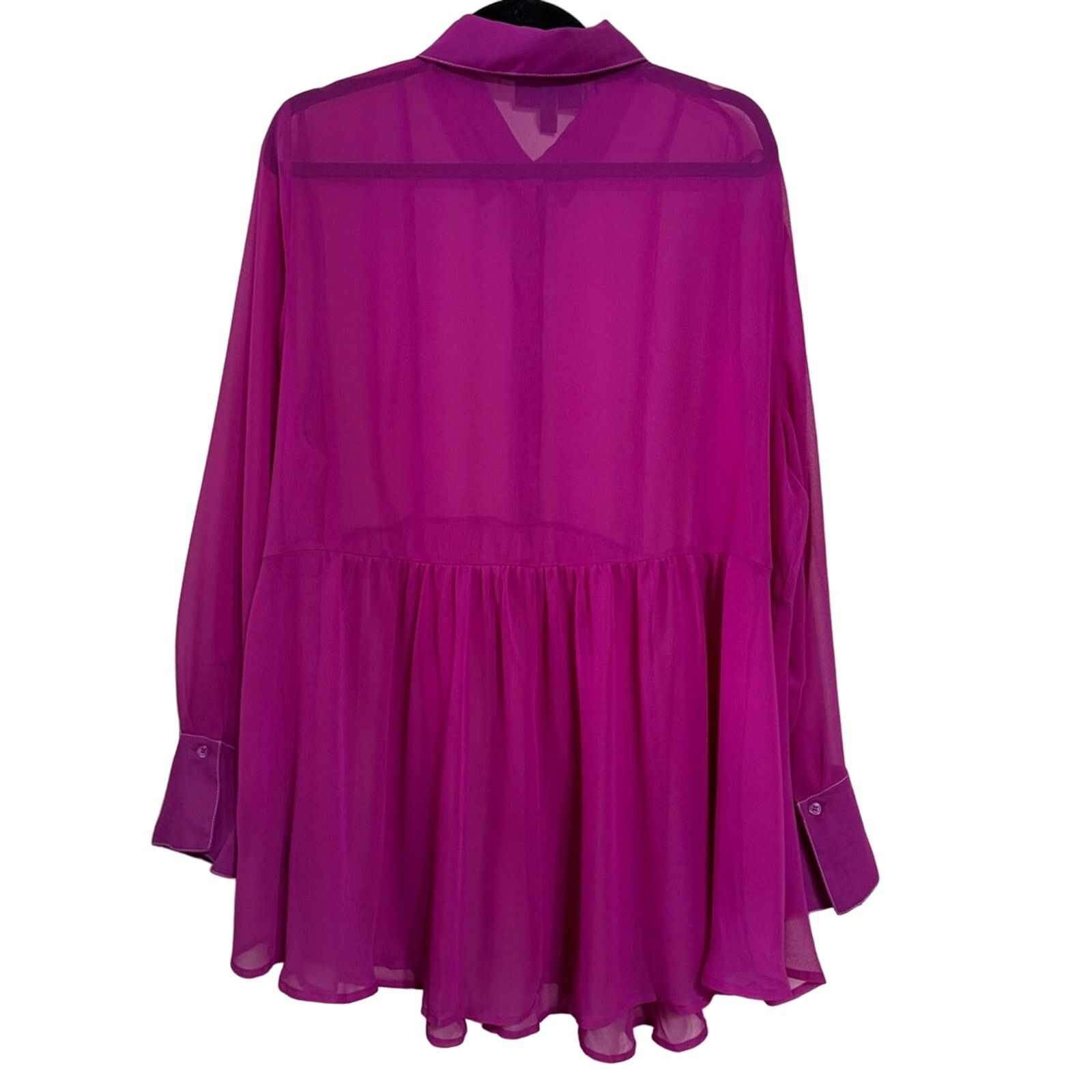 Other Lane Bryant Sheer Long Sleeve Peplum Tunic Blouse Size XXL / US 16-18 / IT 52-54 - 2 Thumbnail