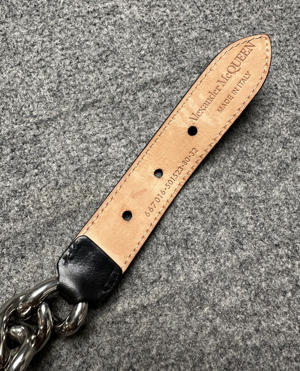 Alexander McQueen Alexander Mcqueen - Chain Belt / Leather Three Holes - Black Size ONE SIZE - 4 Thumbnail