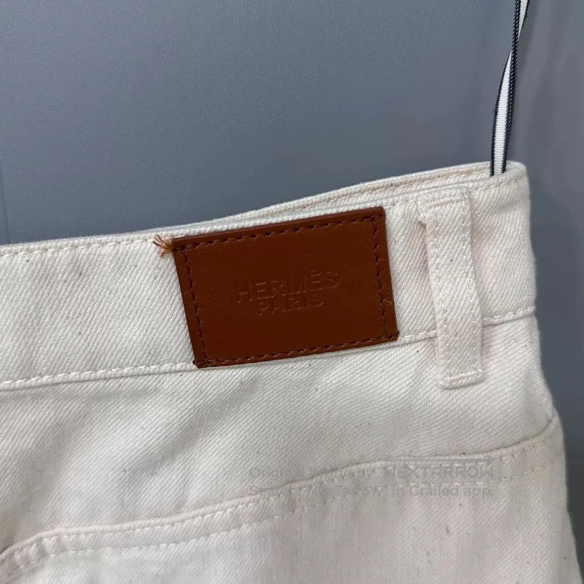 Hermes classic ivory denim mini skirt. Size 33" - 4 Thumbnail