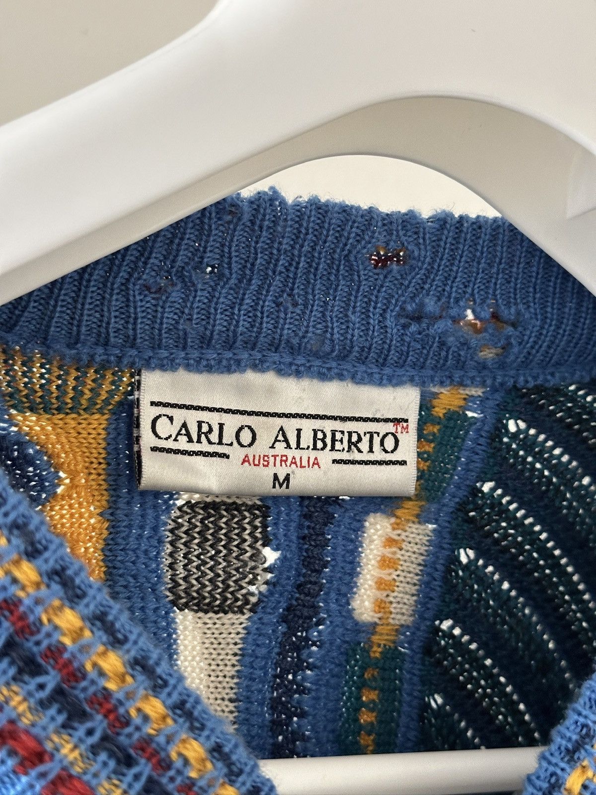 Coogi 1990s Carlo Alberto Distressed 3D knitted sweatshirt Size US M / EU 48-50 / 2 - 12 Thumbnail