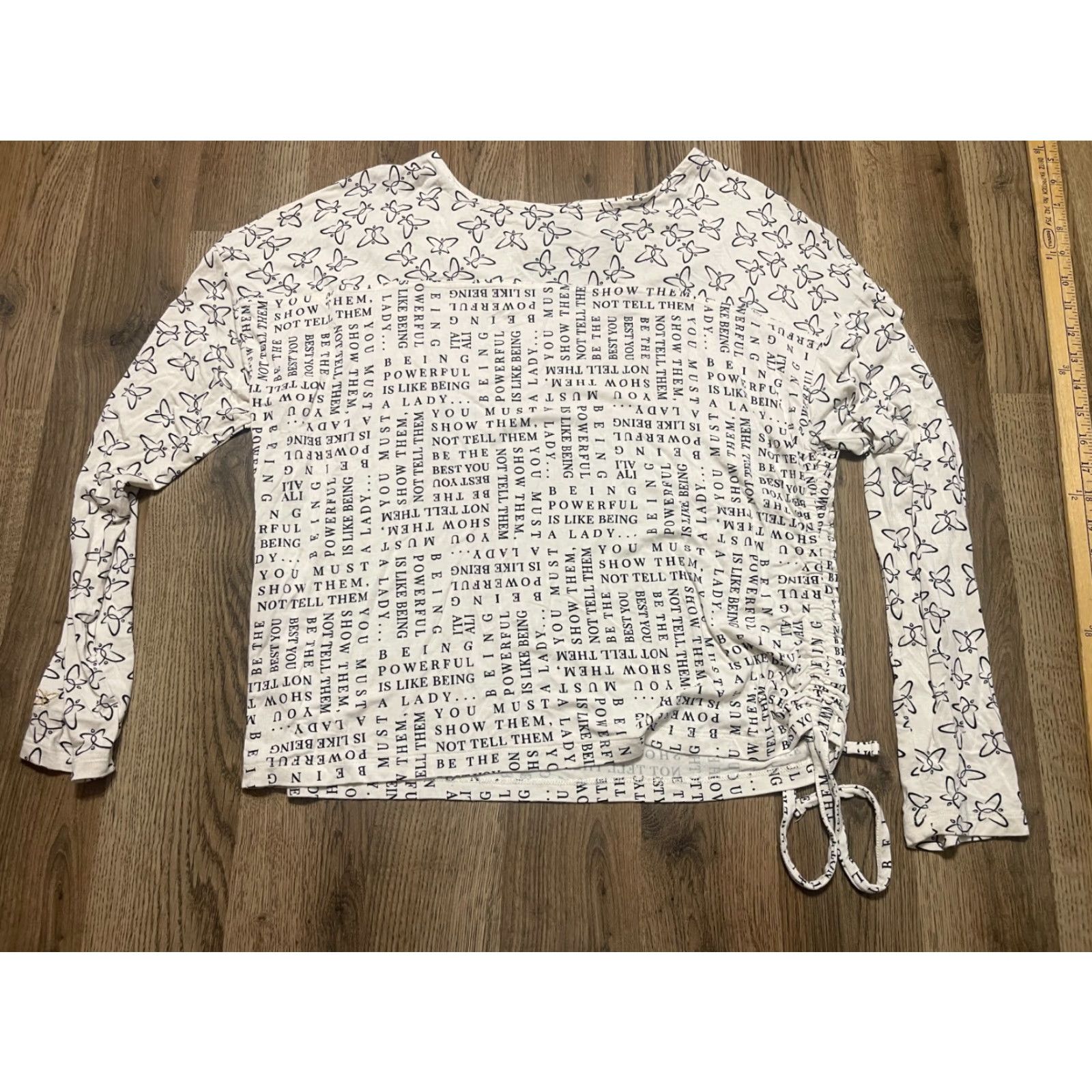 Vintage VINTAGE Laila Ali Shirt Women’s Medium White Black Allover Print Long Sleeve Size M / US 6-8 / IT 42-44 - 2 Thumbnail