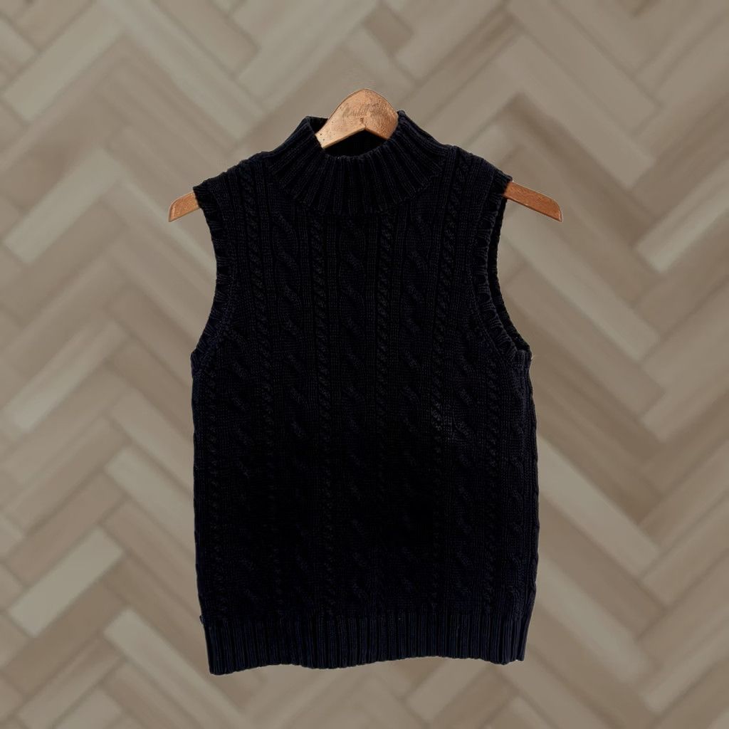 Polo Ralph Lauren VINTAGE Polo Ralph Lauren Boys Cable-Knit Navy Sweater Vest V-Neck Sleeveless sz Small Blue Cotton 1990s Boys Size S / US 4 / IT 40 - 1 Thumbnail