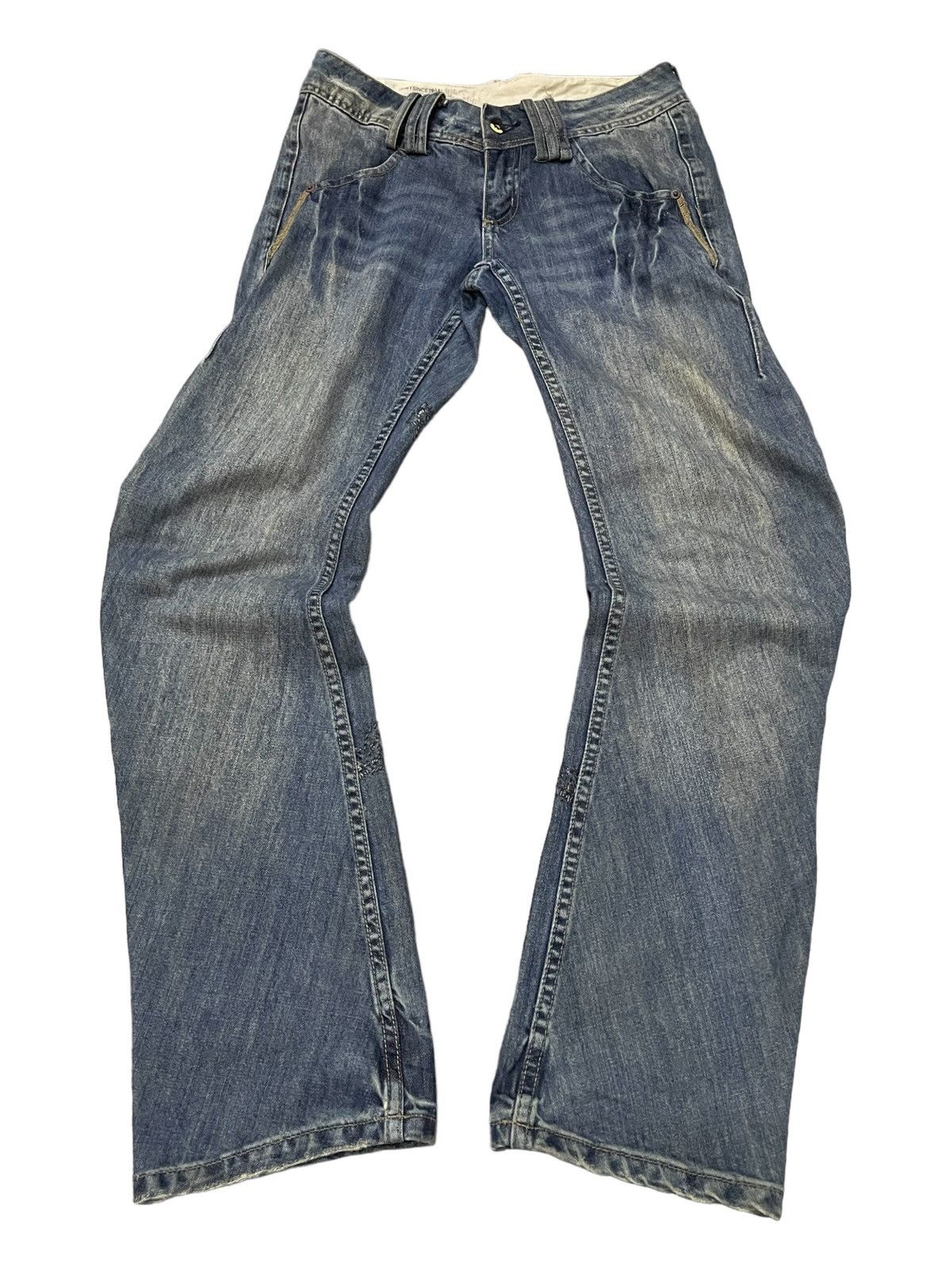 FUSAI × GOSTAR DE FUGA × Japanese Brand JNBY Asymmetrical Curved Seam Embroidered Jeans Size US 29 - 2 Thumbnail