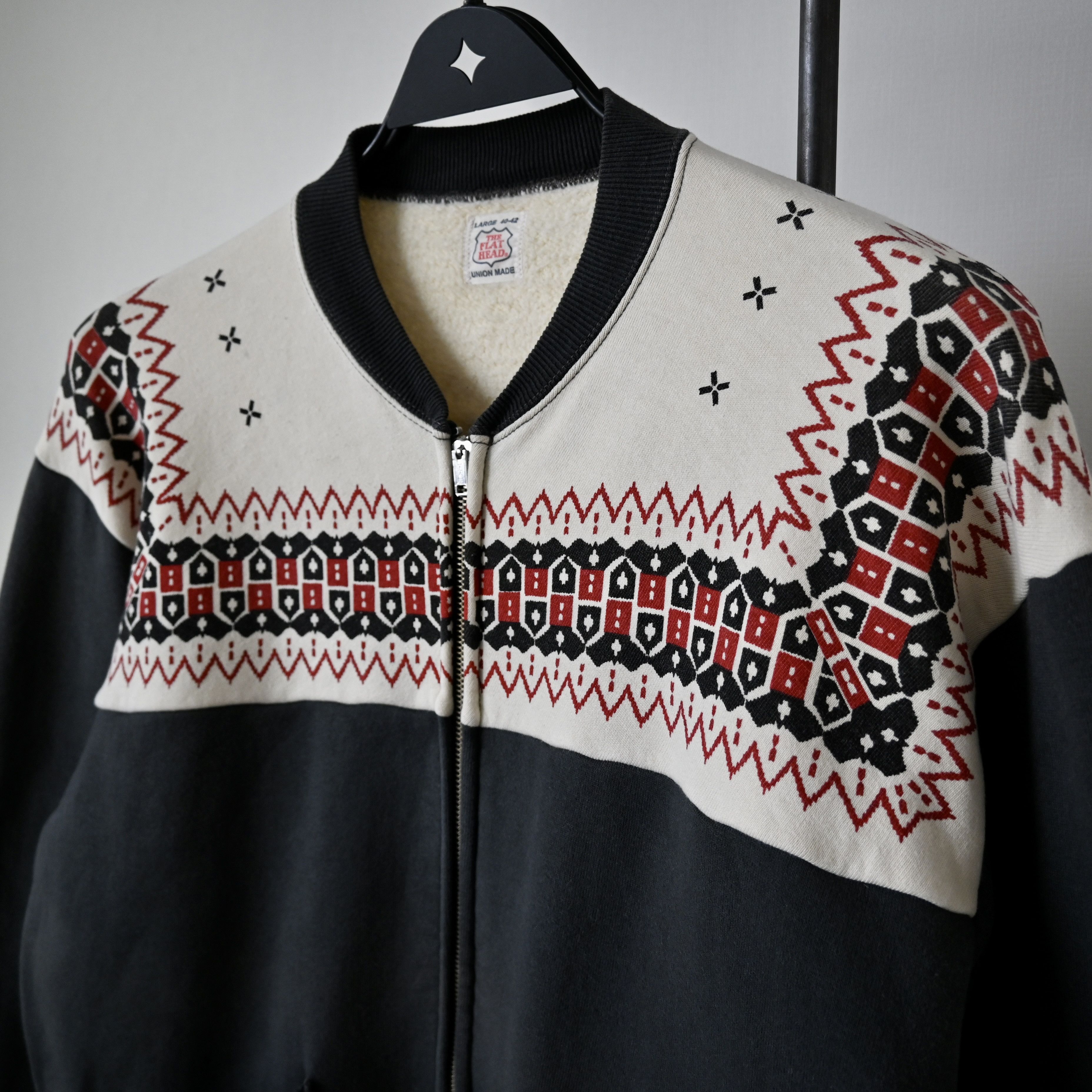 The Flat Head THE FLAT HEAD loopwheeled zip up sweatshirt, snow patterned Size US L / EU 52-54 / 3 - 5 Thumbnail