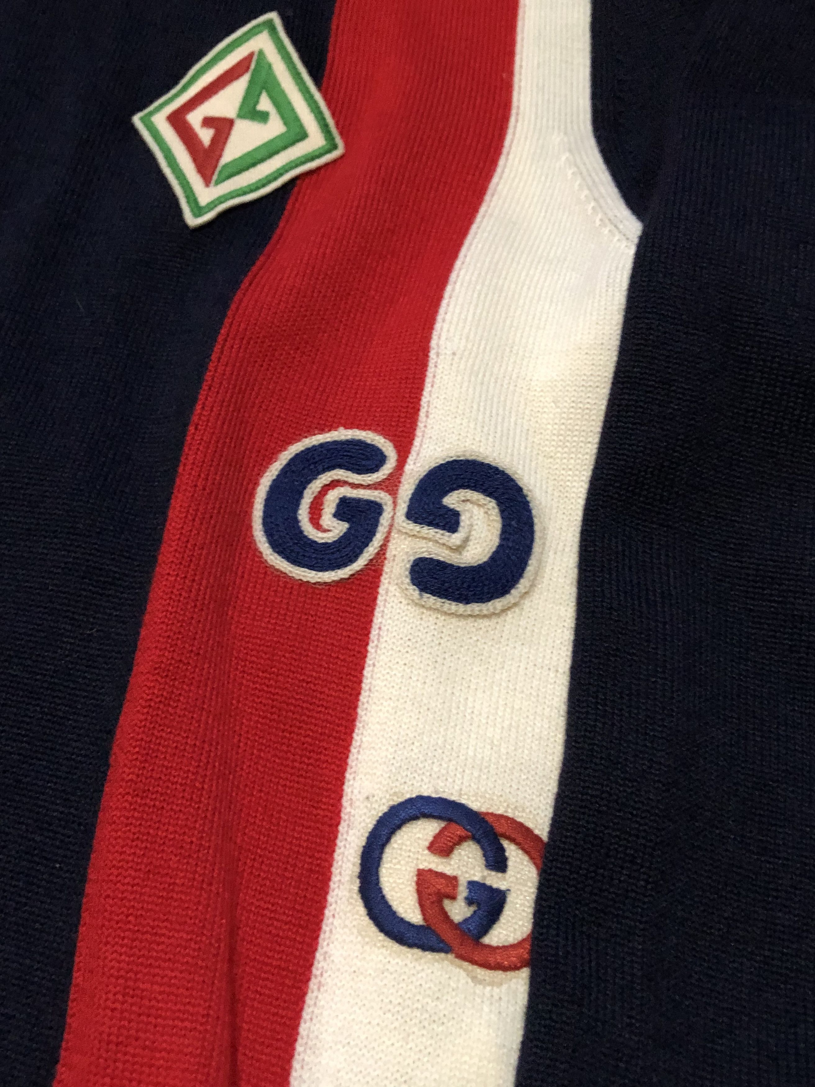 Gucci Gucci GG Logo-appliquéd Striped Wool Zip-up Sweater Size US M / EU 48-50 / 2 - 11 Thumbnail