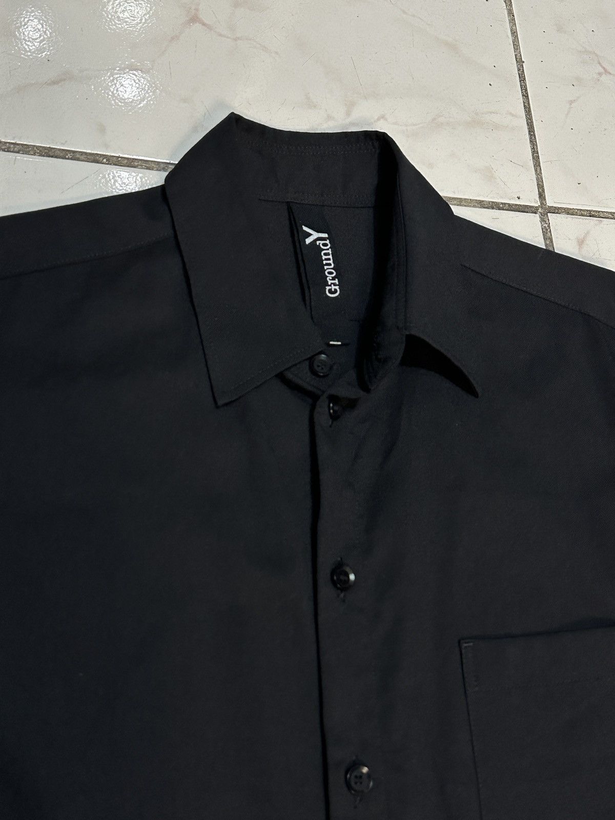 Yohji Yamamoto Ground Y Long Black Wool Shirt Size US M / EU 48-50 / 2 - 2 Thumbnail