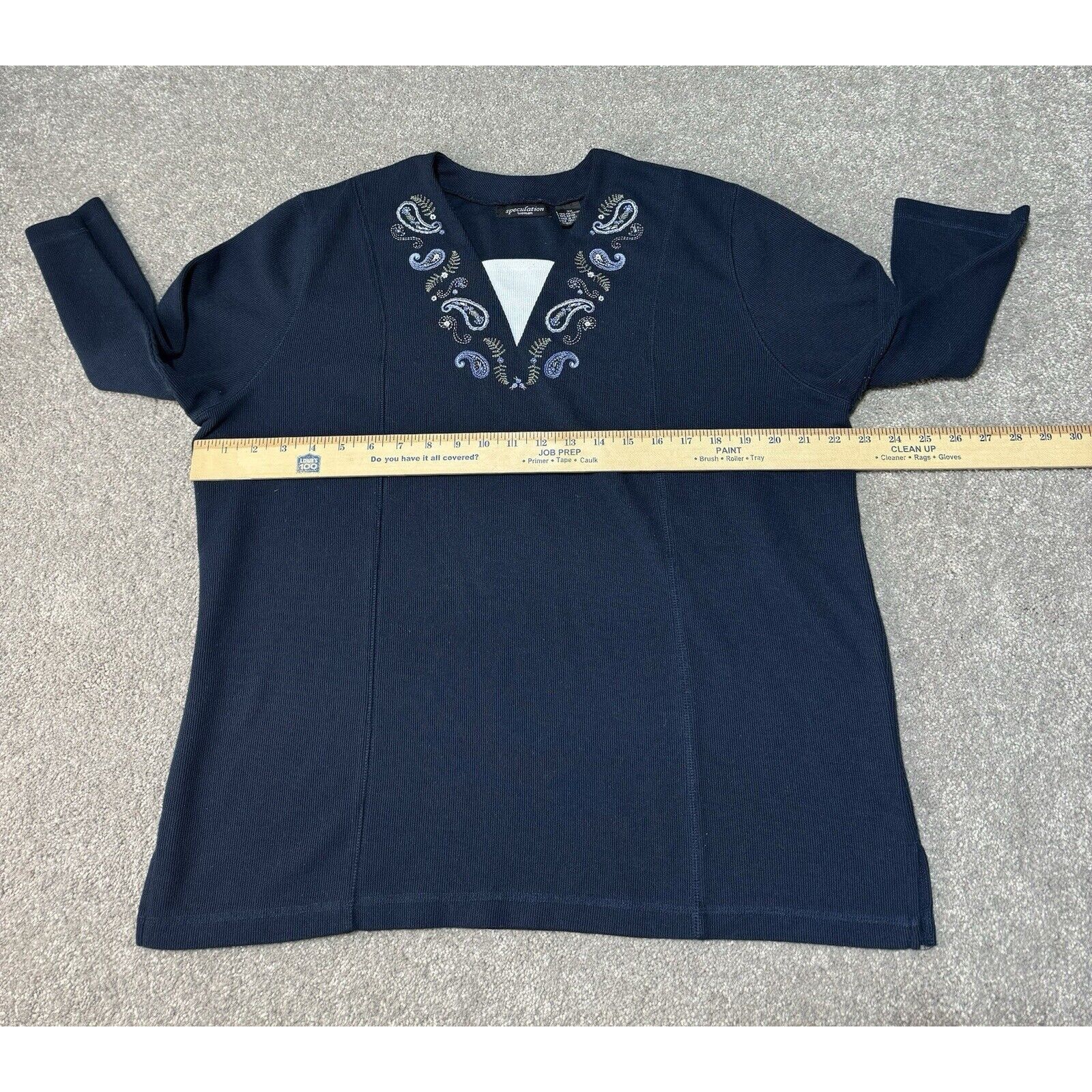 Other 90s Y2K Top Womens Plus Size 2X Ribbed Embroidered Paisley Size XXL / US 16-18 / IT 52-54 - 3 Thumbnail