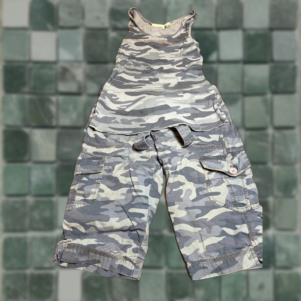 DKNY DKNY Jeans Outfit Tank Top Womens Small & Shorts 28x11 Blue Camo Camouflage Size S / US 4 / IT 40 - 1 Thumbnail