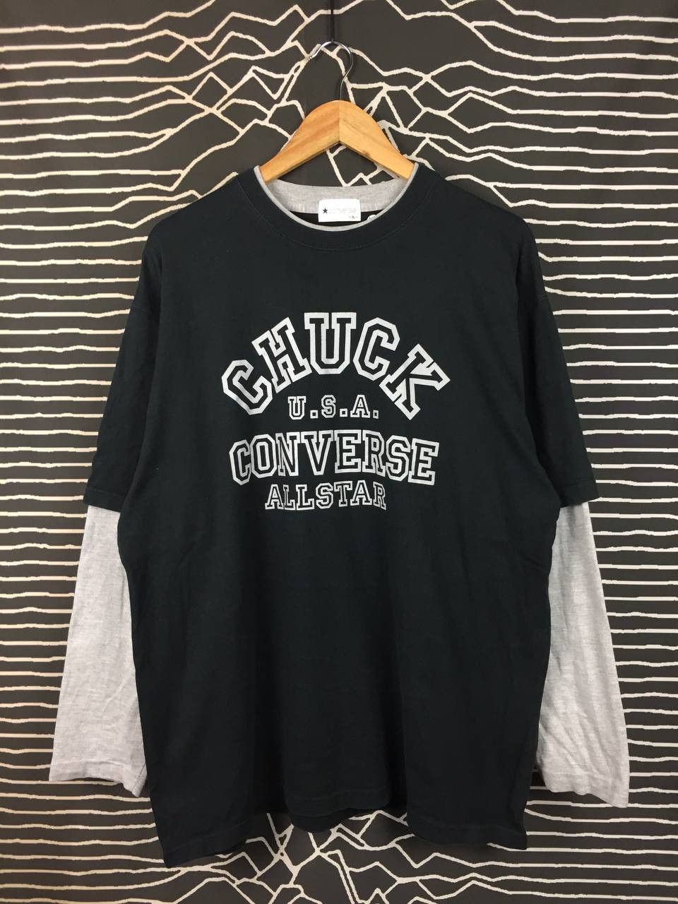 Converse Vtg Converse All Star Chuck U.S.A. Layered Long Sleeve Tee Size US XL / EU 56 / 4 - 1 Thumbnail
