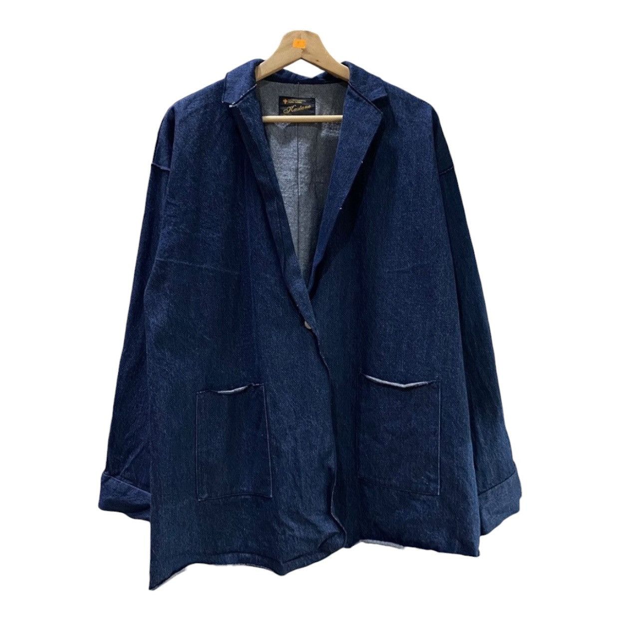 Isamu Katayama Backlash Vintage Kastane Indigo Denim Open Blazer Jacket Coat Size US L / EU 52-54 / 3 - 1 Thumbnail