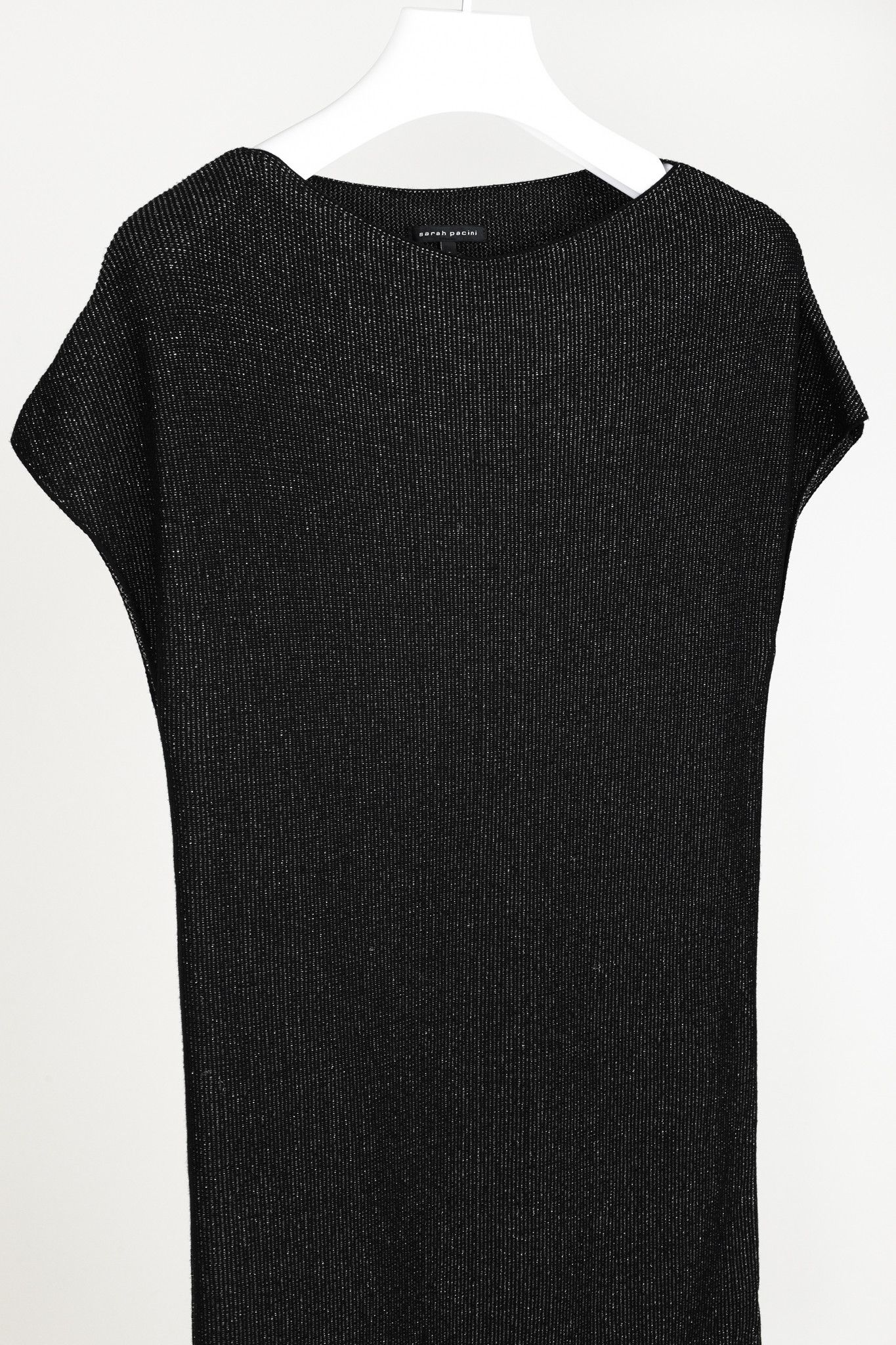 Sarah Pacini Sarah Pacini Black Metallic Knit Cap-Sleeve Tunic Size ONE SIZE - 3 Thumbnail