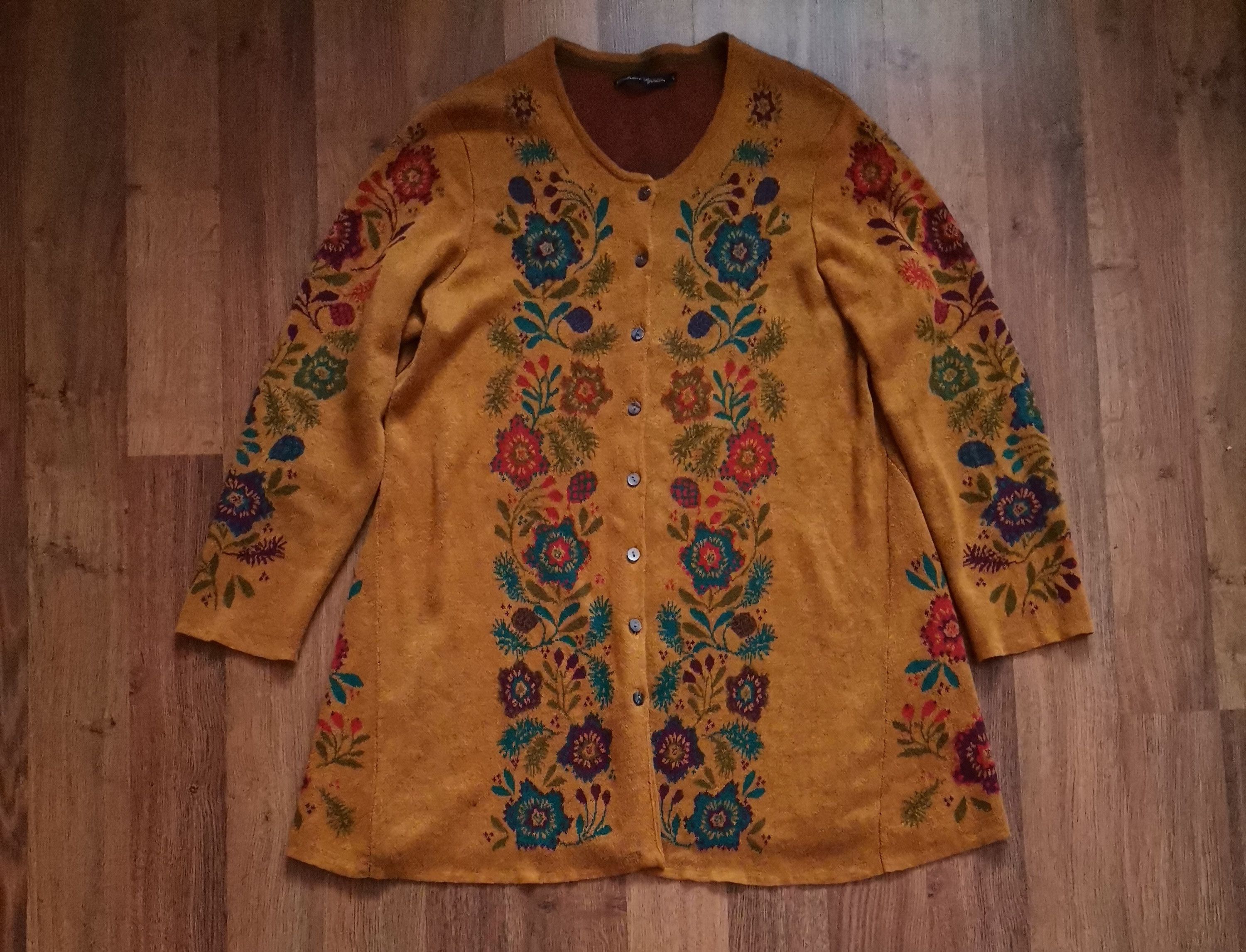Vintage Gudrun Sjoden Women's Floral Long Cardigan