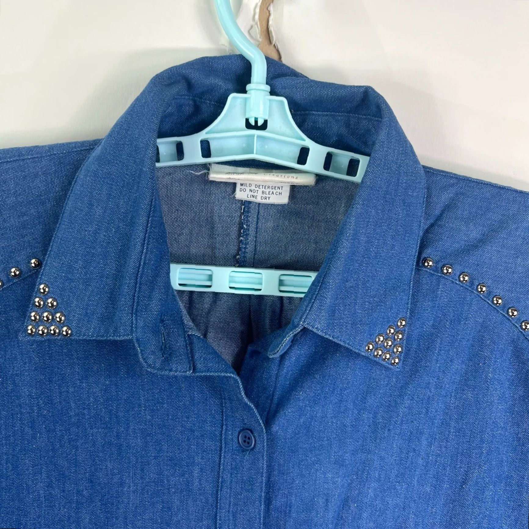 Vintage VINTAGE Spencer's Blue Denim Western Shirt Womens XL Long Sleeve Studded Contrasting Trim Casual Party Accenture Size XL / US 12-14 / IT 48-50 - 3 Thumbnail