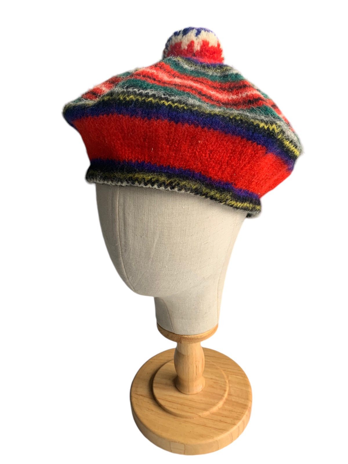 Japanese Brand × Vintage Multicolour Wool Made in scotland Beret Hats🌈 Size ONE SIZE - 2 Thumbnail