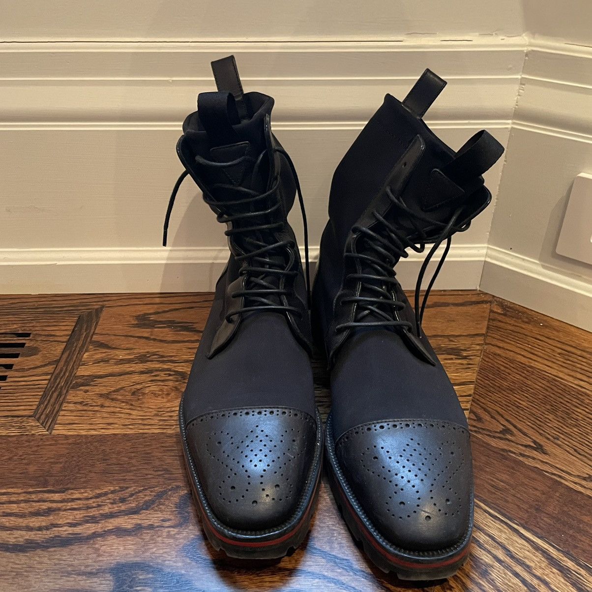Christian Louboutin Navy Glove soft Nylon Boots Size US 7 / EU 40 - 7 Thumbnail