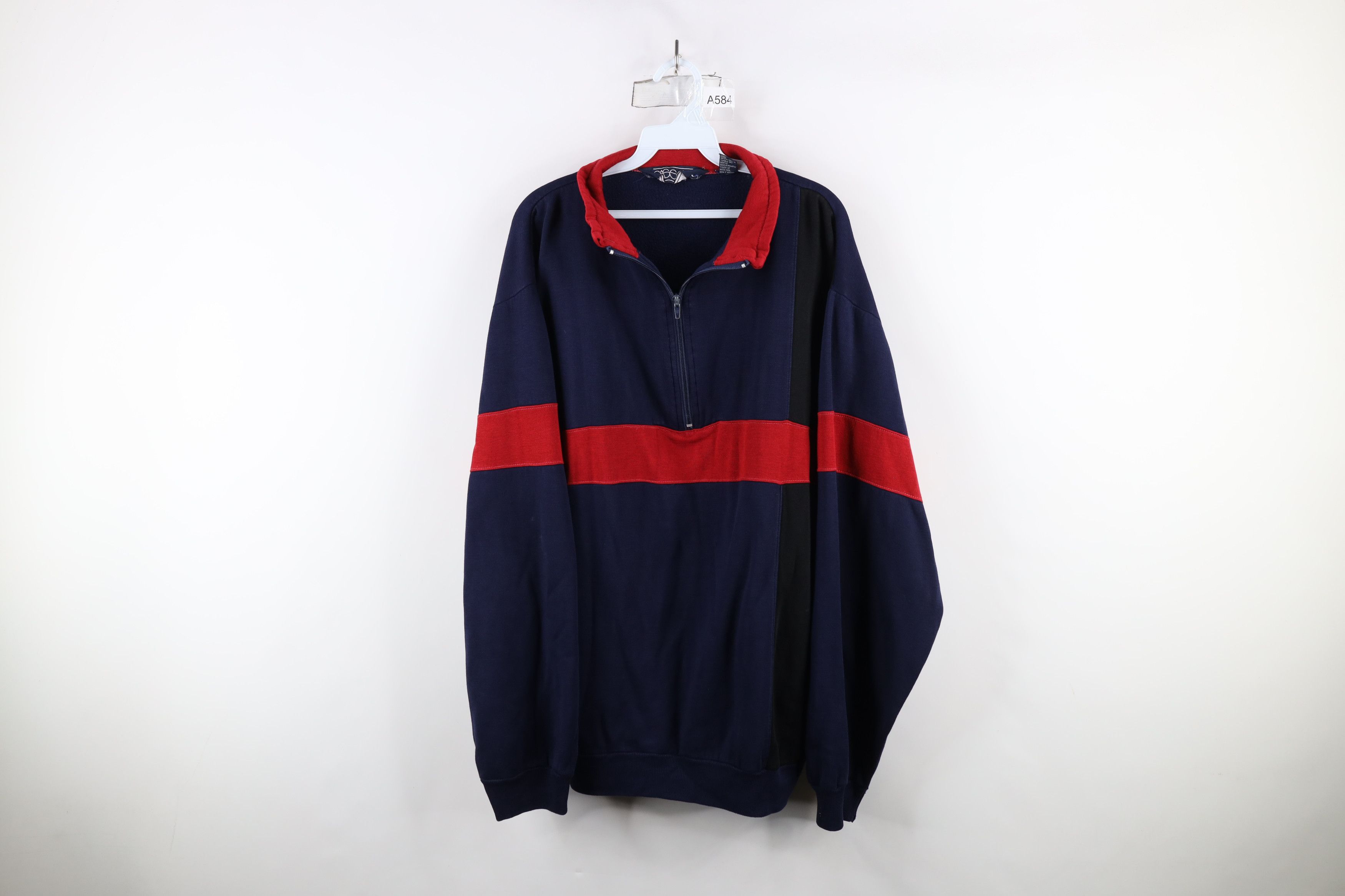 Vintage Vintage 90s Streetwear Block Half Zip Pullover Sweatshirt Size US XL / EU 56 / 4 - 1 Thumbnail