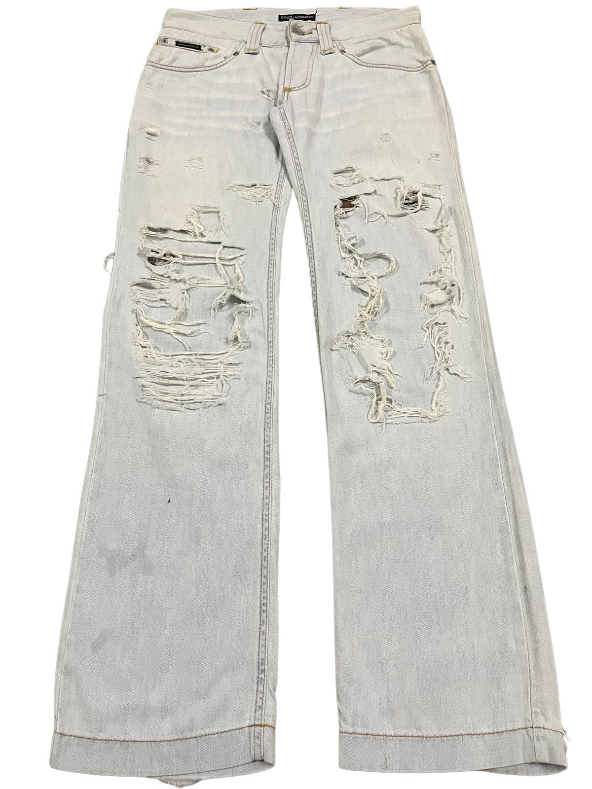 Dolce & Gabbana Dolce & Gabbana Destroyed Grey Bleached Distressed Punk Jean Size US 32 / EU 48 - 1 Thumbnail