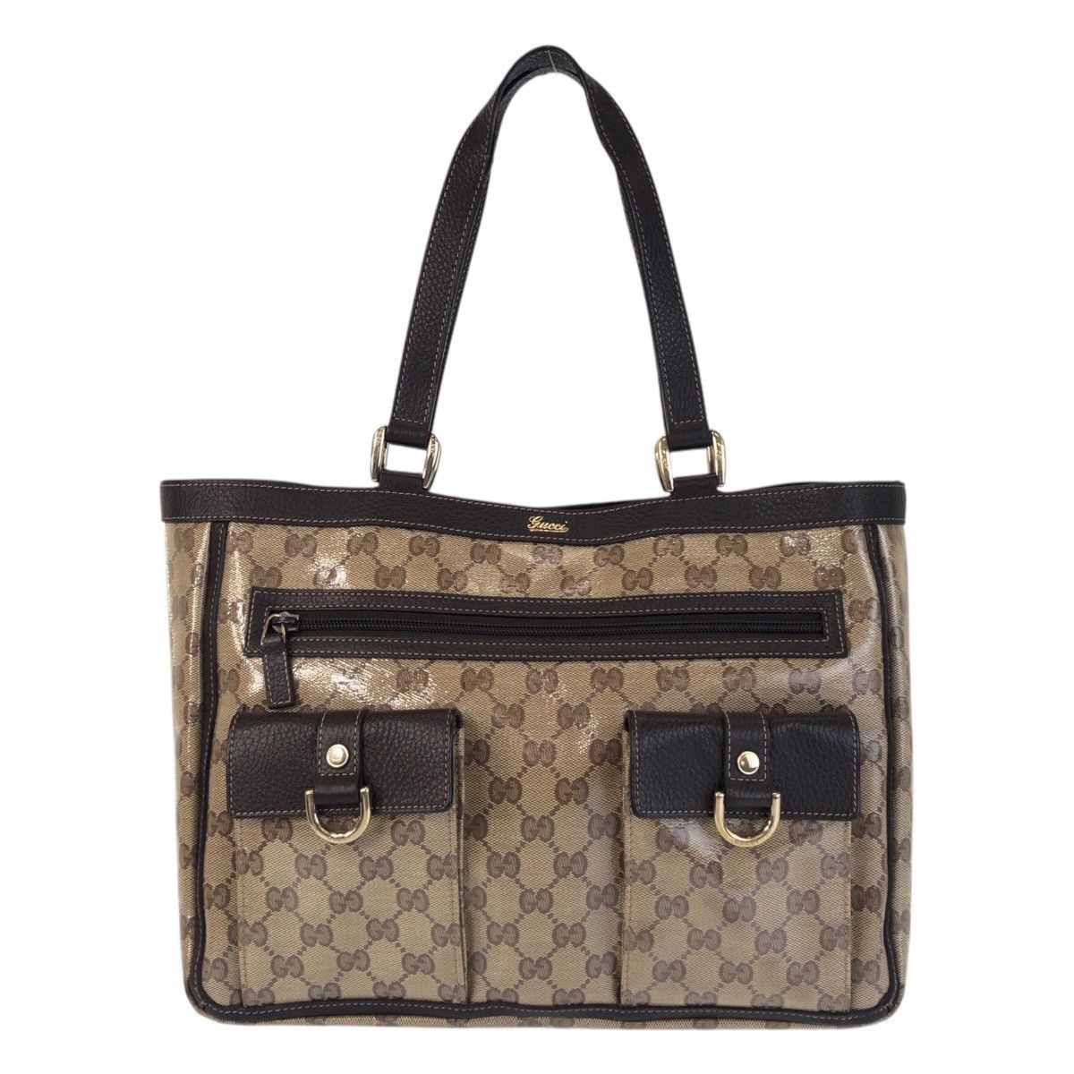 Gucci Gucci GG Crystal Coated Canvas 2Way Bag Canvas Shoulder Bag 268639 in Beige, Women's