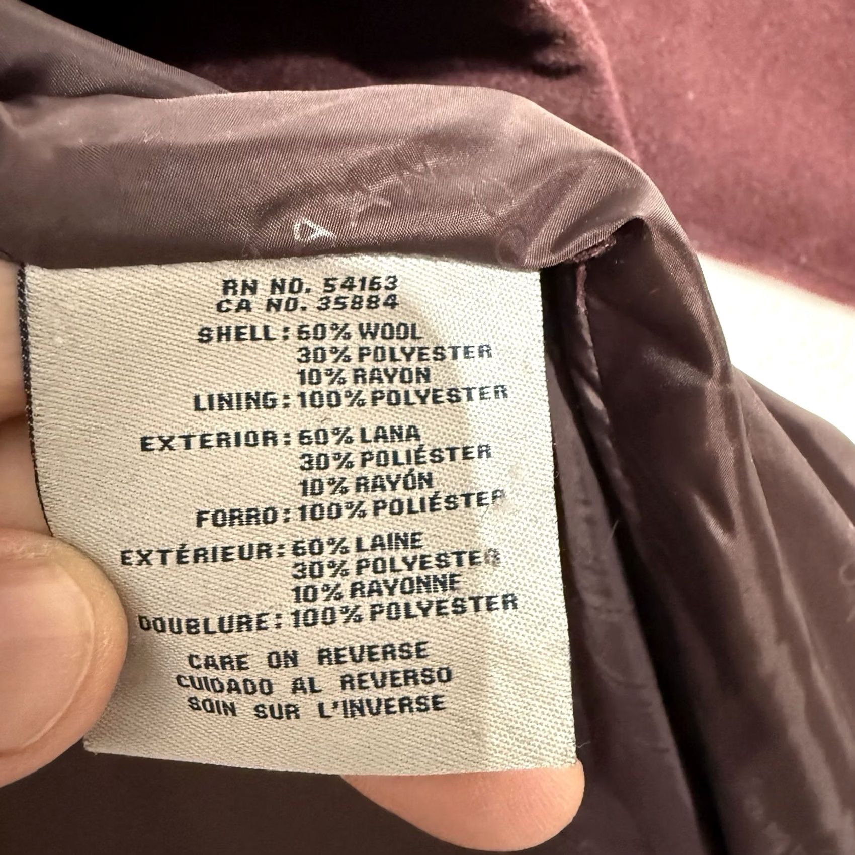 Cole Haan VINTAGE Cole Haan Coat Wool Burgundy Belted Duffle Overcoat Women 10 Wool Blend Signature Old Money Quit Luxury Length 35” P2P 19” Size L / US 10 / IT 46 - 6 Thumbnail