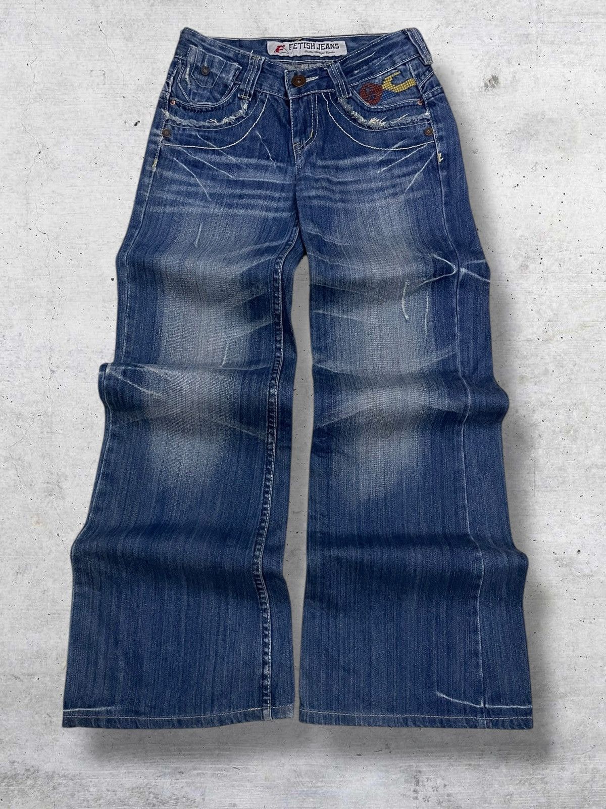 Japanese Brand VINTAGE FETISH 1990S OG JAPAN DESIGNER BAGGY WIDE LEG DENIM Size US 26 / EU 42 - 1 Thumbnail