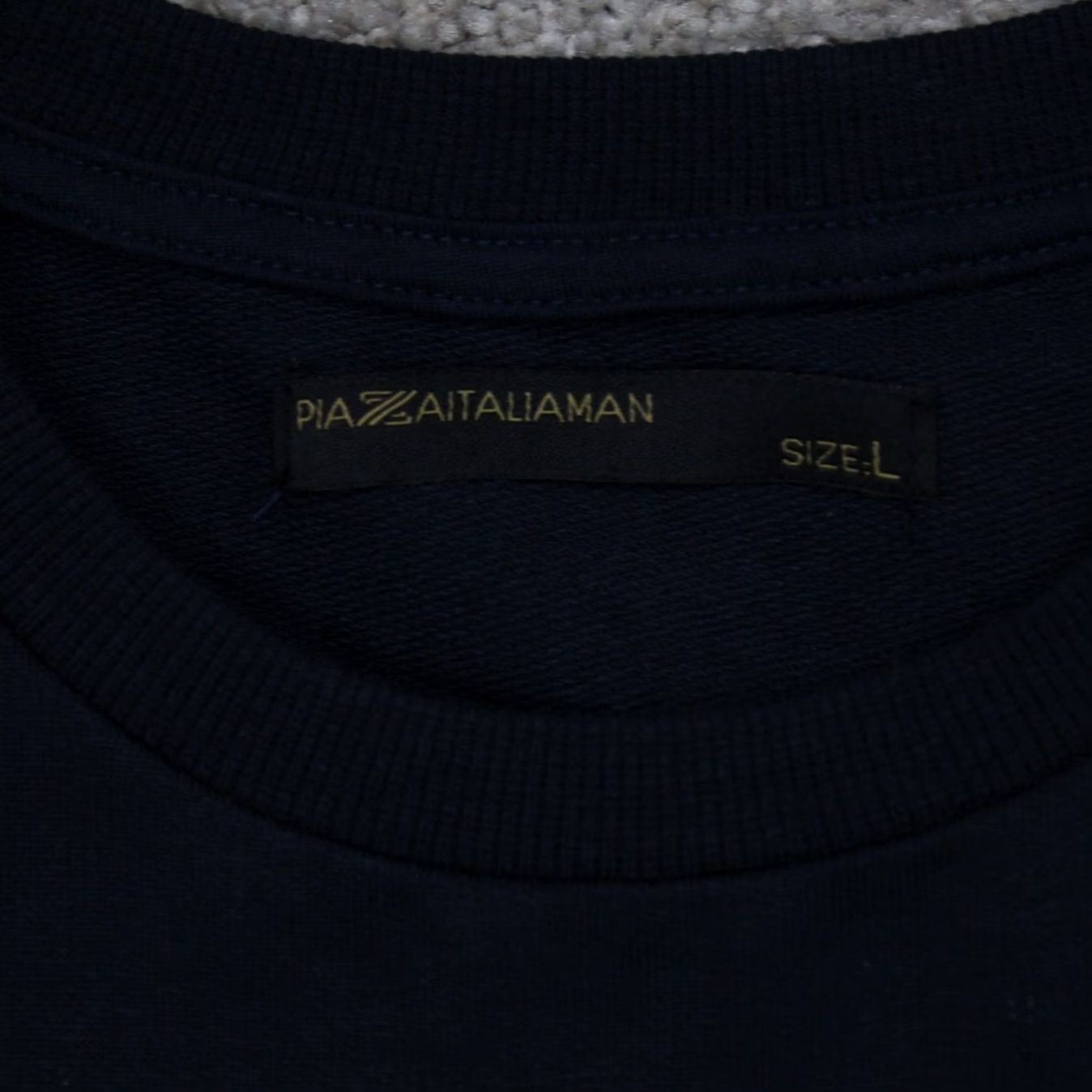 Vintage Piazza Italia Mens Large Blue/Orange 100% Cotton Long Sleeve Crew Neck Shirt Size US L / EU 52-54 / 3 - 7 Thumbnail
