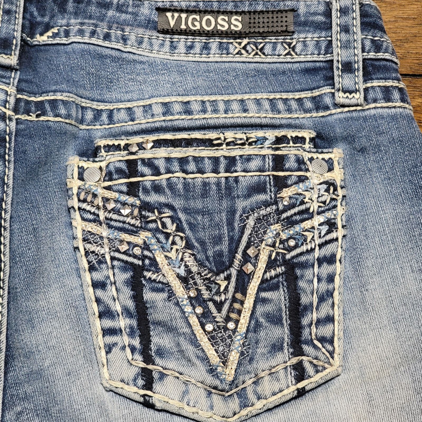 Other Vigoss Classic Boot Cut w/ Bling Back Pockets - Size W29 L33 Size 29" - 6 Thumbnail