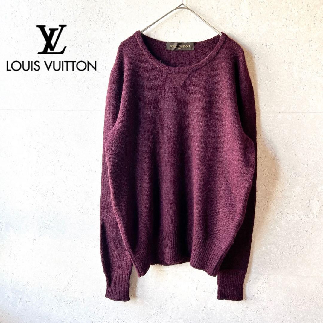 LOUIS VUITTON Burgundy Alpaca Knit Pullover Sweater