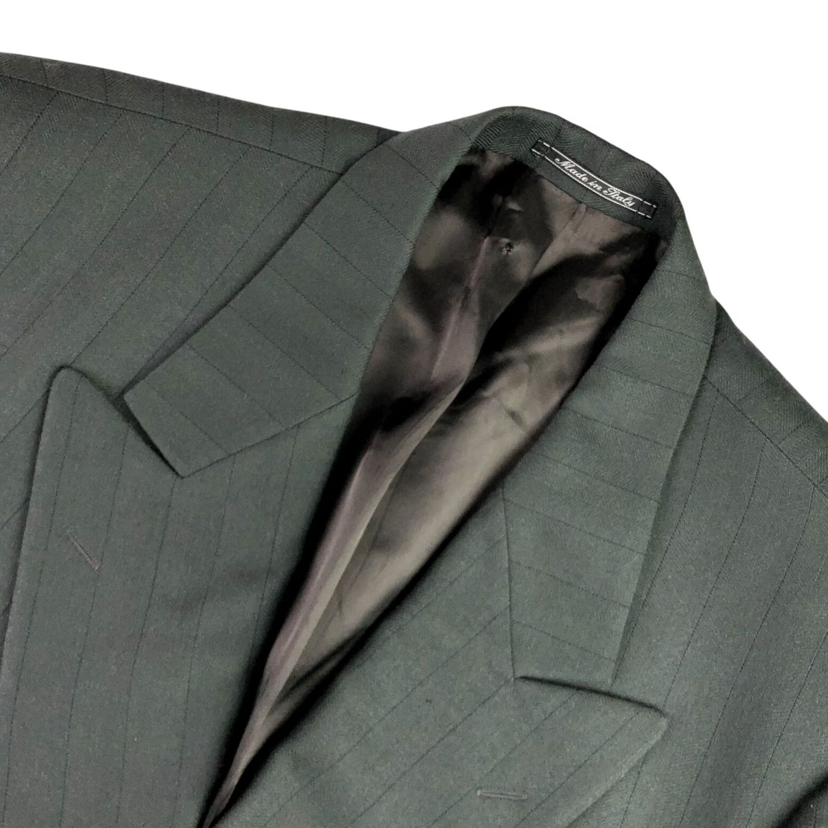 Lubiam Lubiam Two Button Mens 42 Green VTG Men Wool Blazer Stripe Italy 42R Size 42R - 2 Thumbnail