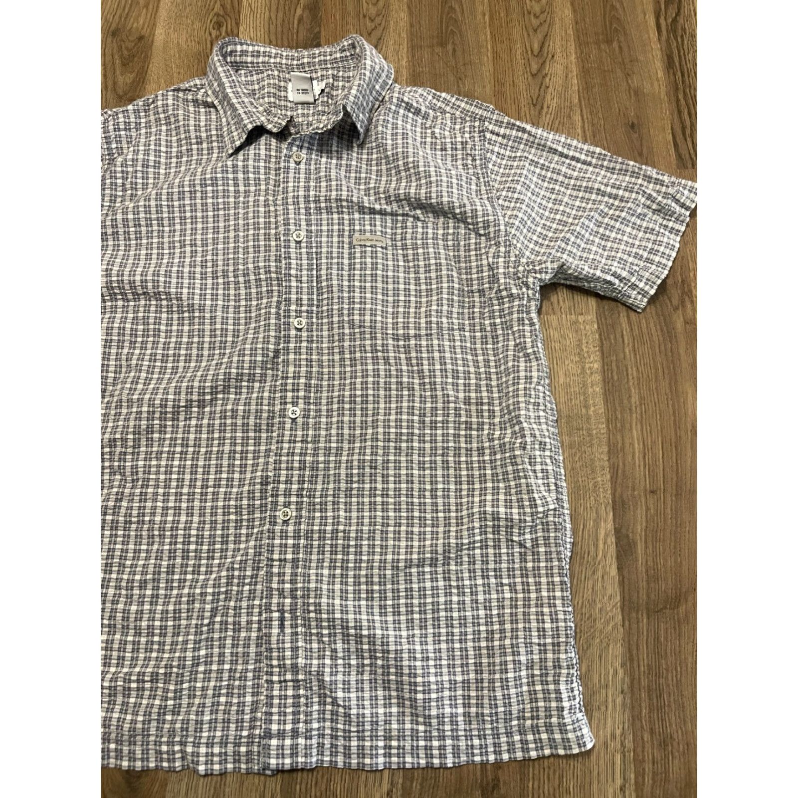 Calvin Klein Calvin Klein Shirt Mens Large Plaid Button Up Short Sleeve Casual Blue White Collection Regular Size L Men's Size US L / EU 52-54 / 3 - 3 Thumbnail