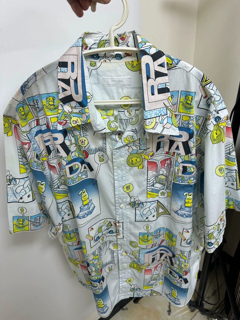 Prada Cartoon Print Short Sleeve Shirt - dmc