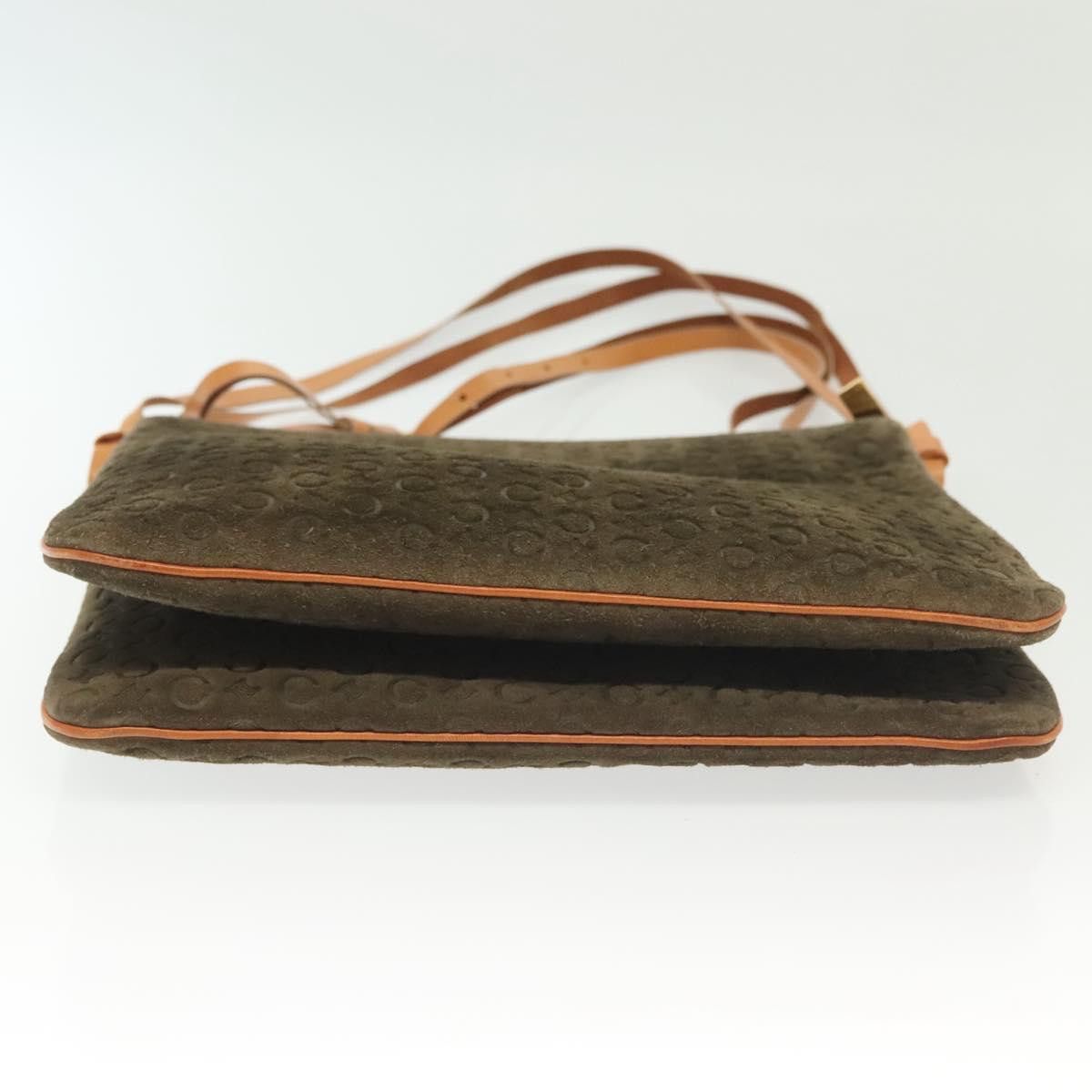 Celine CELINE C Macadam Canvas Shoulder Bag Suede Brown Gold Size ONE SIZE - 9 Thumbnail