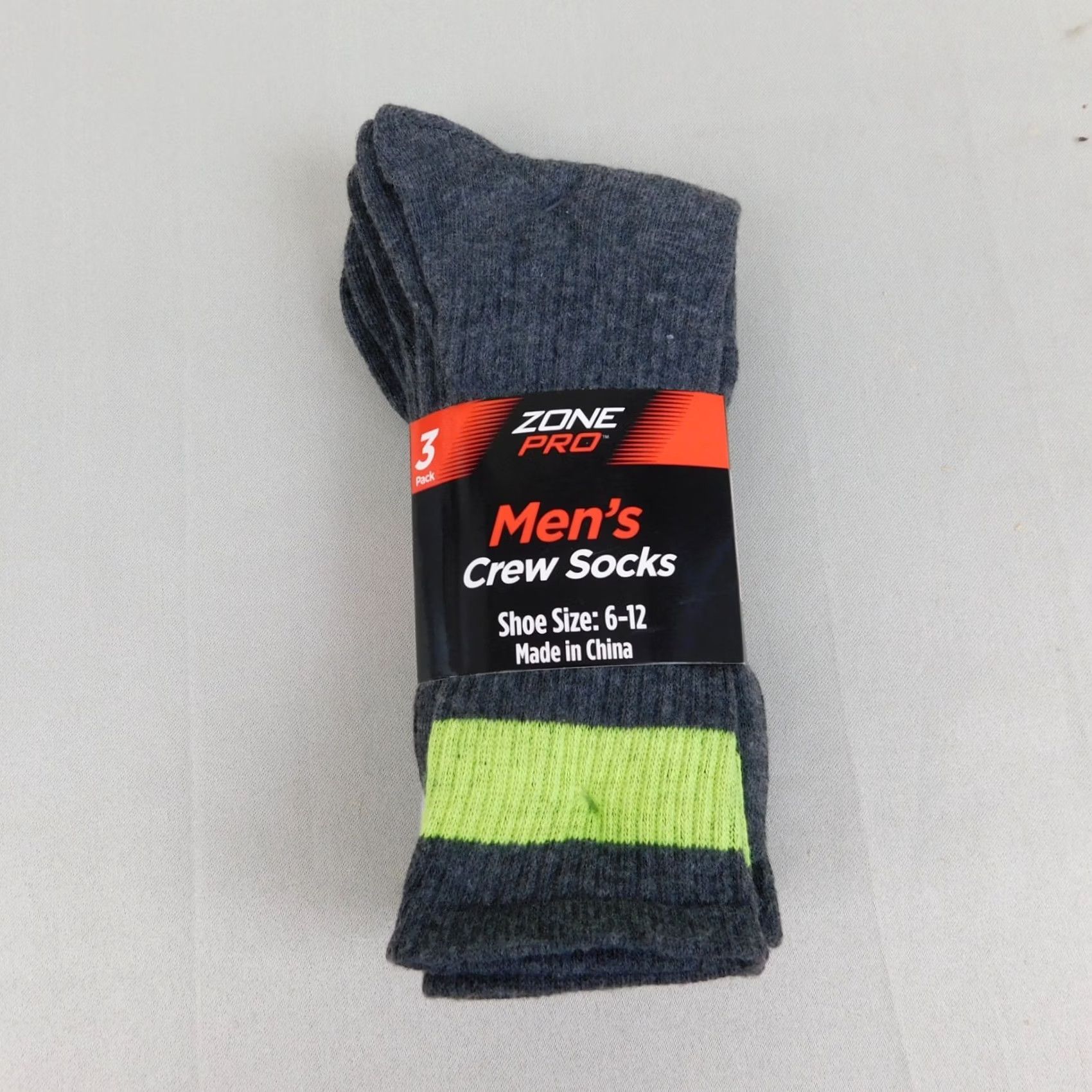 Vintage Zone Pro 3-Pack Mens Crew Socks Charcoal Gray #9464 Size ONE SIZE - 2 Thumbnail