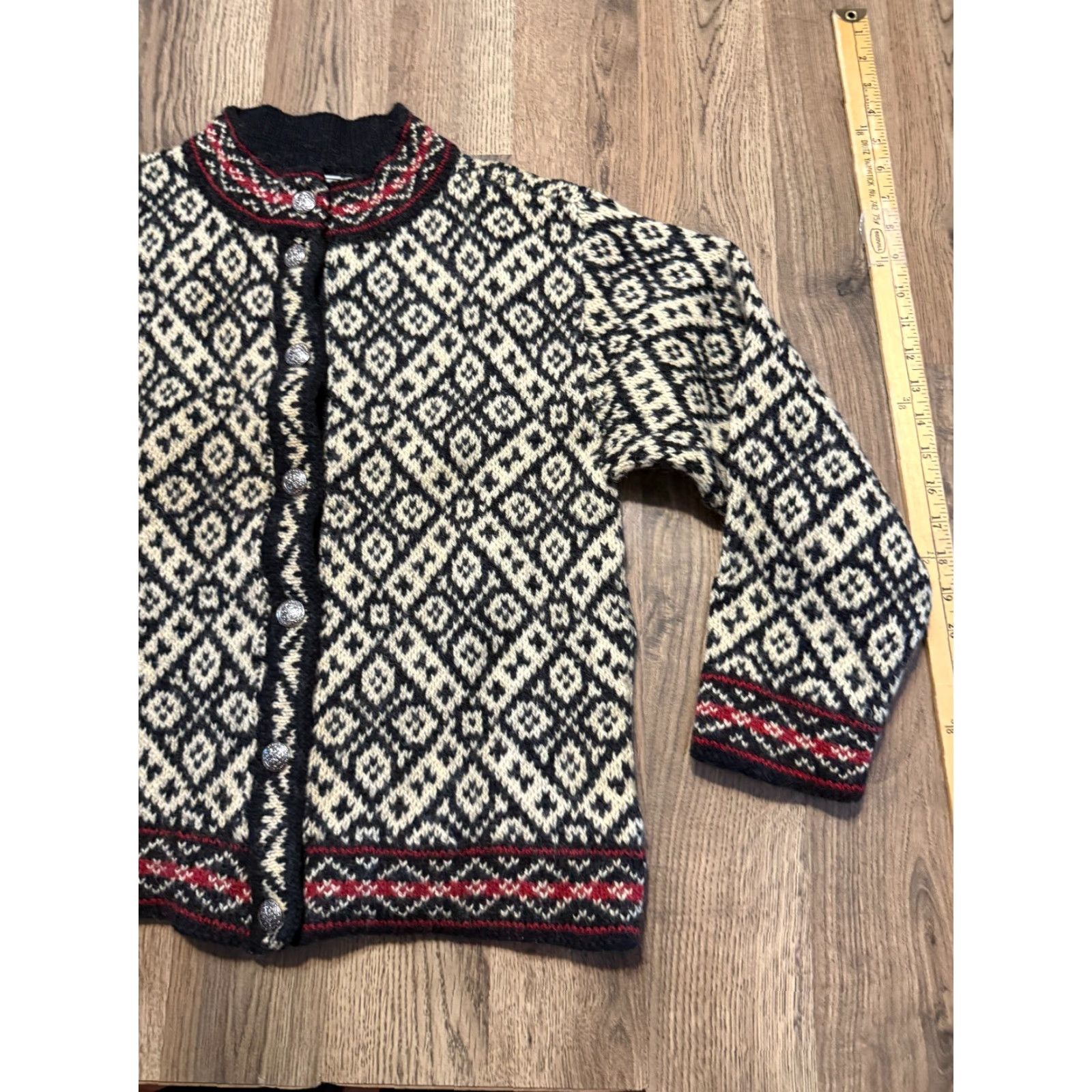 Vintage VINTAGE L.L.Bean Sweater Shirt Women Large Black Brown Long Sleeve Button Up Fair Isle Size L / US 10 / IT 46 - 4 Thumbnail