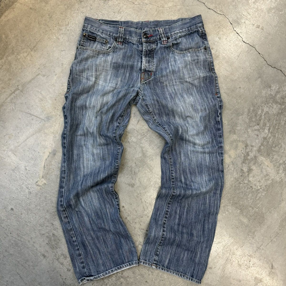 DC × Southpole × Vintage Crazy Y2K Skater Baggy Style Red Dragon Embroidered Jeans Size US 34 / EU 50 - 3 Thumbnail