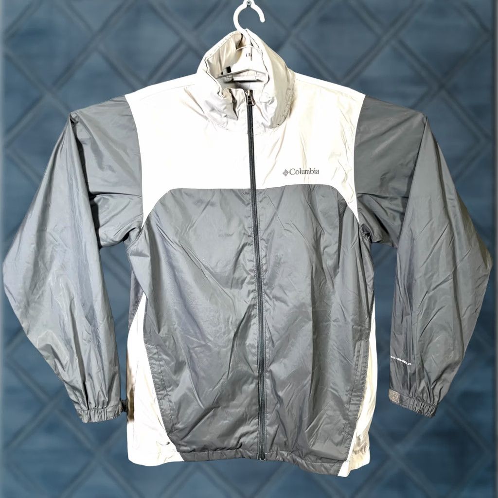 Rains Columbia Rain Jacket Mens Small Gray Beige Colorblock Full Zip Hiking Jacket Size US S / EU 44-46 / 1 - 1 Thumbnail
