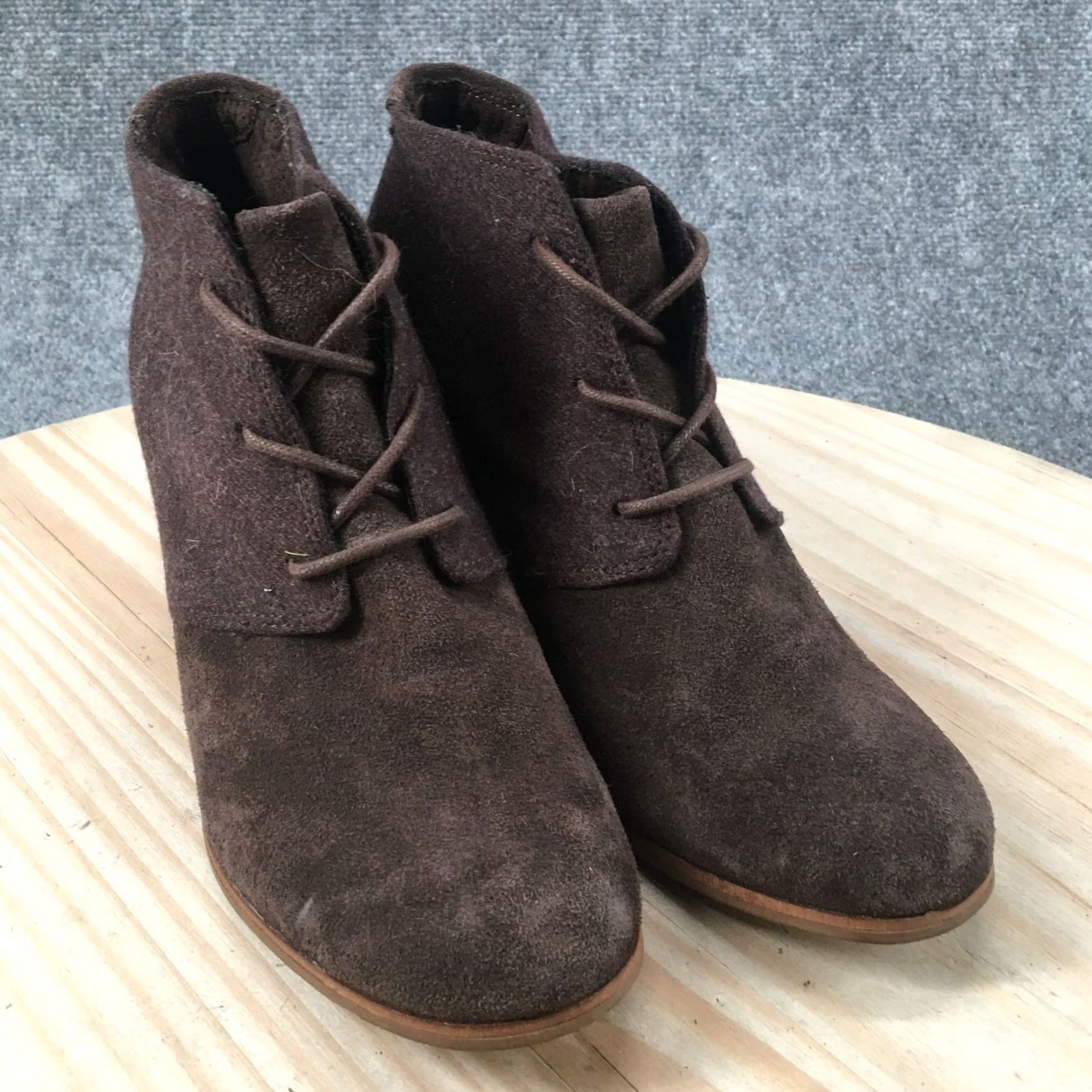 Toms TOMS Boots Womens 9.5 Desert Lace Up Block Heels Ankle Booties Brown Fabric Boots Casual Size US 10 / IT 40 - 3 Thumbnail
