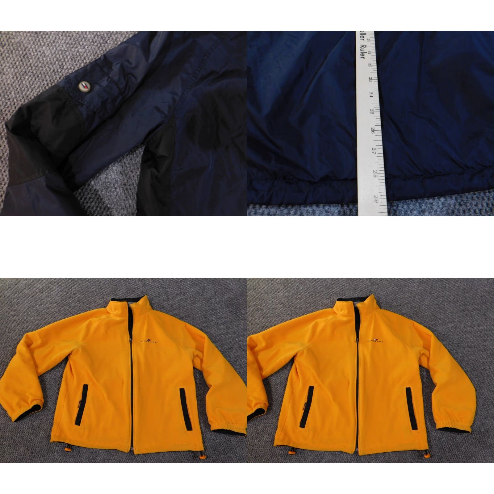 Tommy Hilfiger VINTAGE Tommy Hilfiger Jacket Mens Small Blue Reversible Fleece Yellow 90s Bomber Zip Size US S / EU 44-46 / 1 - 9 Thumbnail