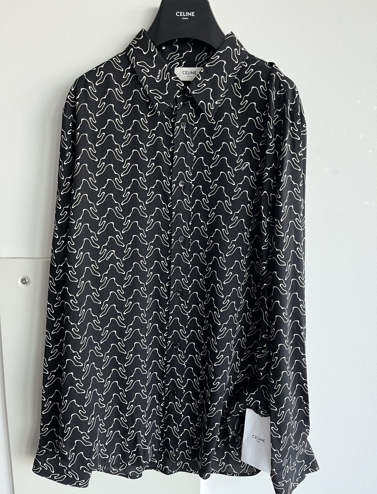 Celine × Hedi Slimane Super Runway Geometric Logo Shirt Celine Hedi Slimane Rare Size US XL / EU 56 / 4 - 1 Thumbnail