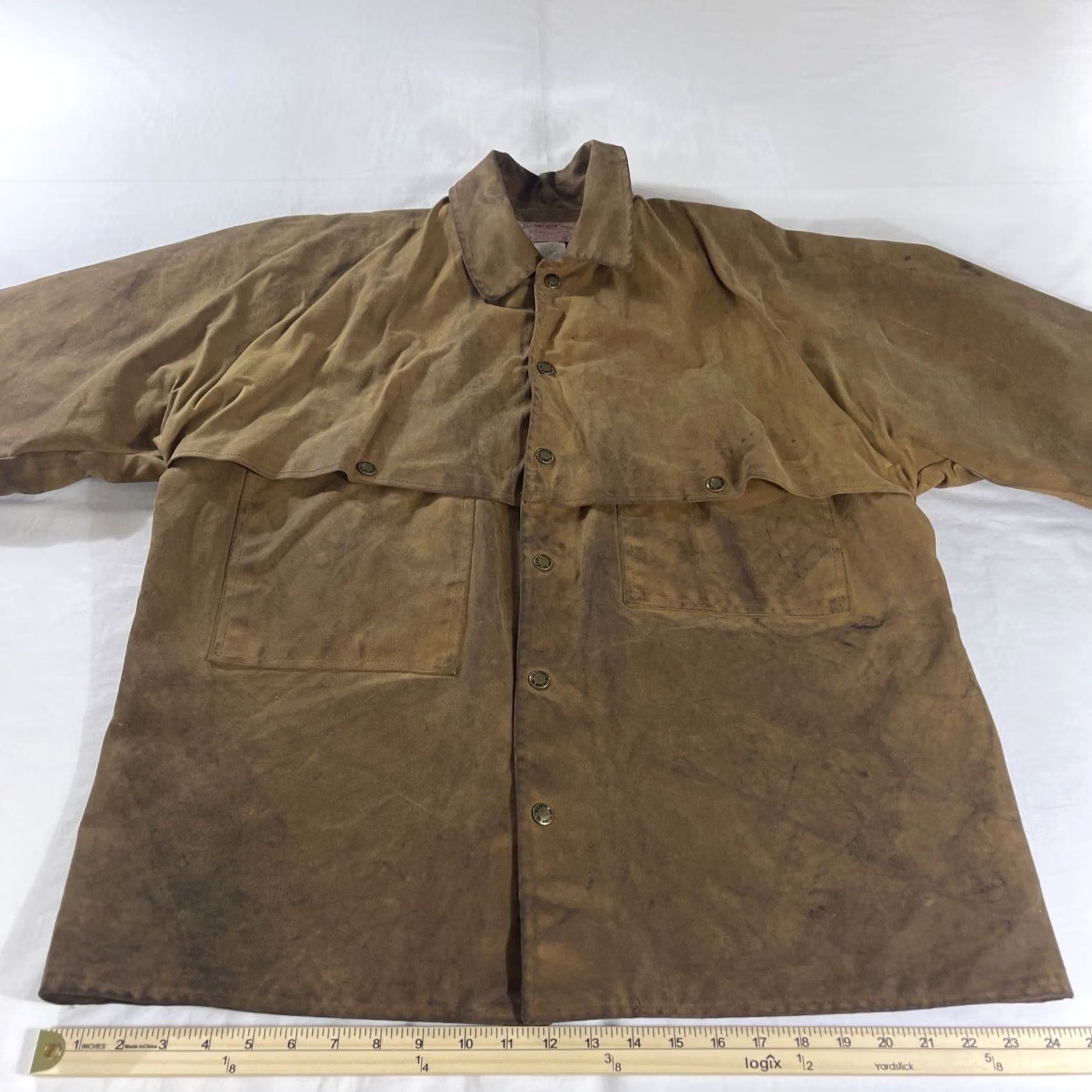 Filson VINTAGE Filson 63 Men's XL Waxed Jacket Double Tin Cloth Logger Cruiser Worn Beige Tin Jacket Field Jacket Mens XL Beige 1963 Decade Outdoor Size US XL / EU 56 / 4 - 7 Thumbnail