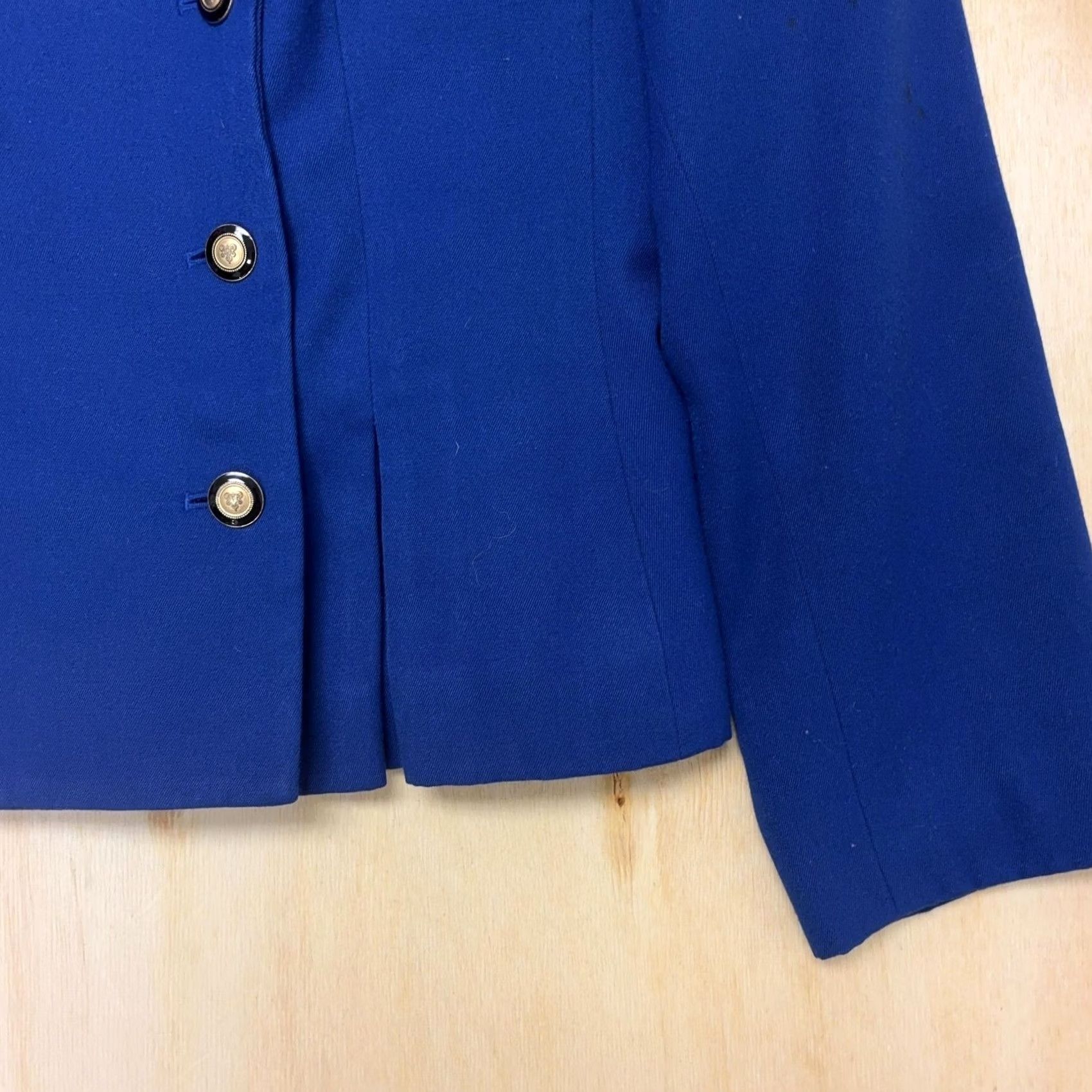 Kasper Vintage Kasper A.S.L. Blazer Jacket Womens 10P Blue Double Breasted Lined Career Size L / US 10 / IT 46 - 2 Thumbnail