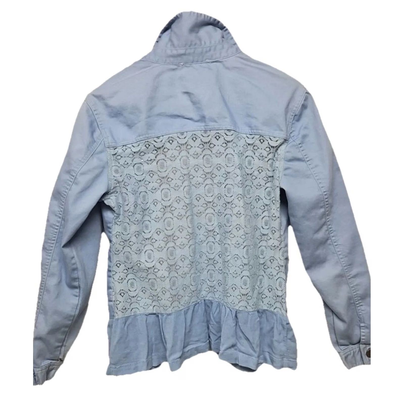 Vintage Simply Noelle Lace Blouse Women S/M Blue Peplum Boho Layering Piece Size S / US 4 / IT 40 - 4 Thumbnail