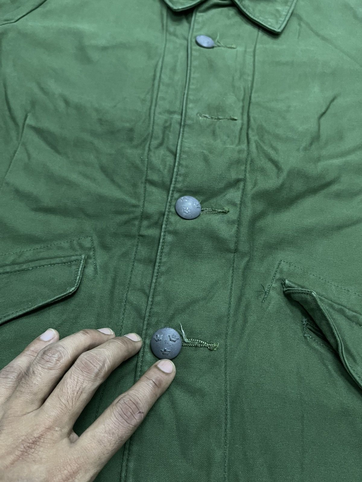 Vintage 70s SWEDISH MILITARY C46 SHIRT BUTTON UP Size US M / EU 48-50 / 2 - 6 Thumbnail